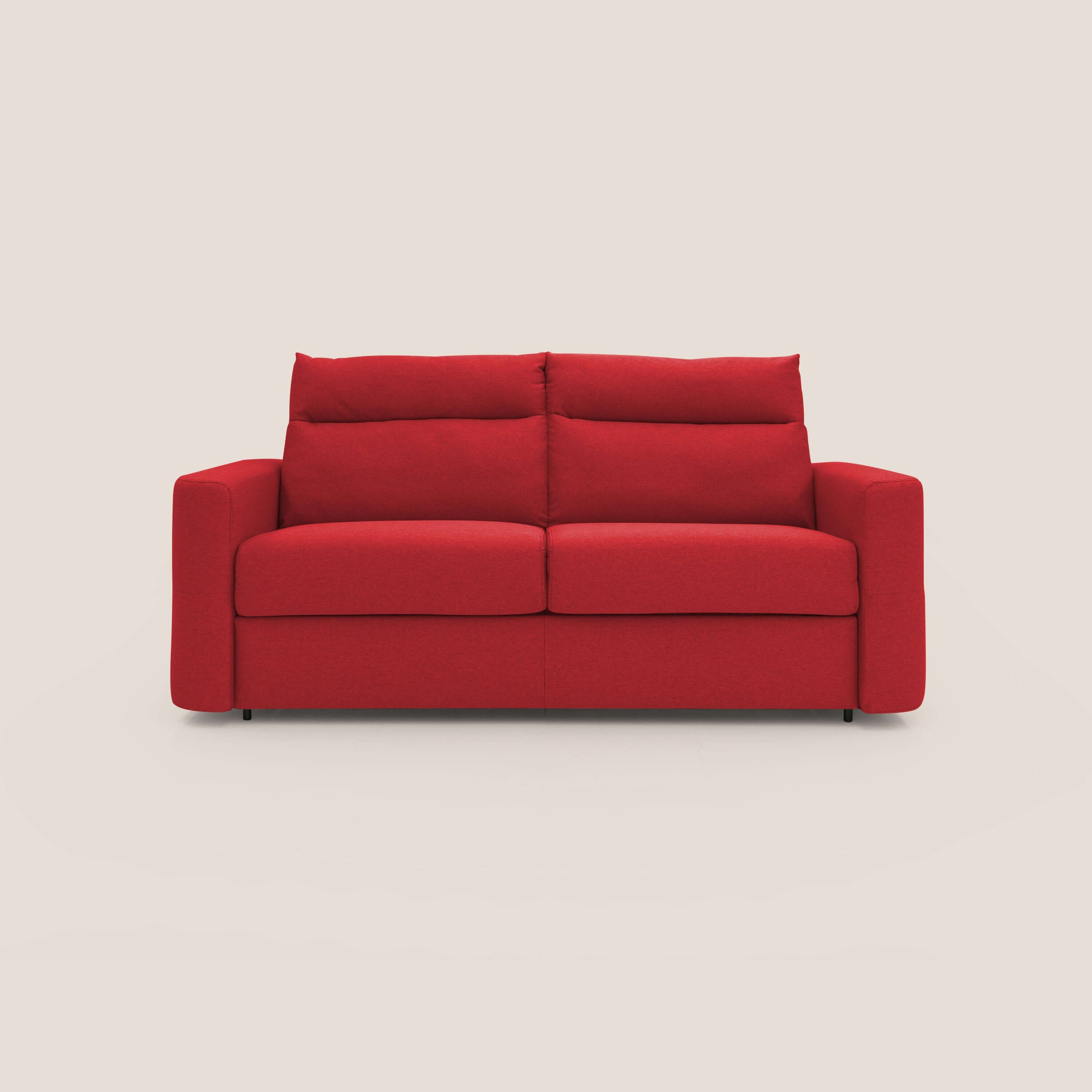 Cupido Divano letto materasso H18 cm e schienale alto in tessuto impermeabile simil cotone T13 rosso - divani.store