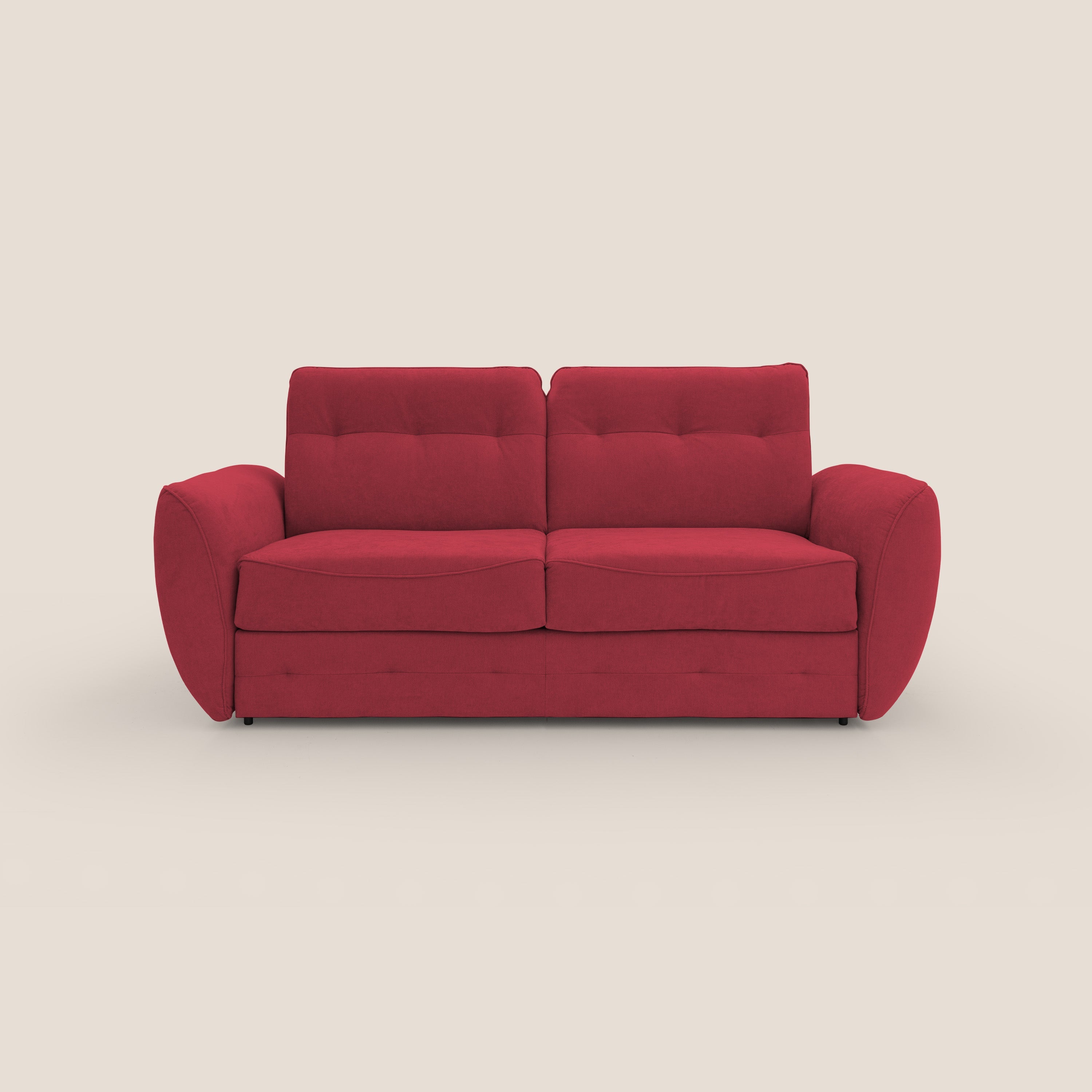 Zeus Divano letto scandinavo con schienale alto in tessuto impermeabile T02 rosso - divani.store