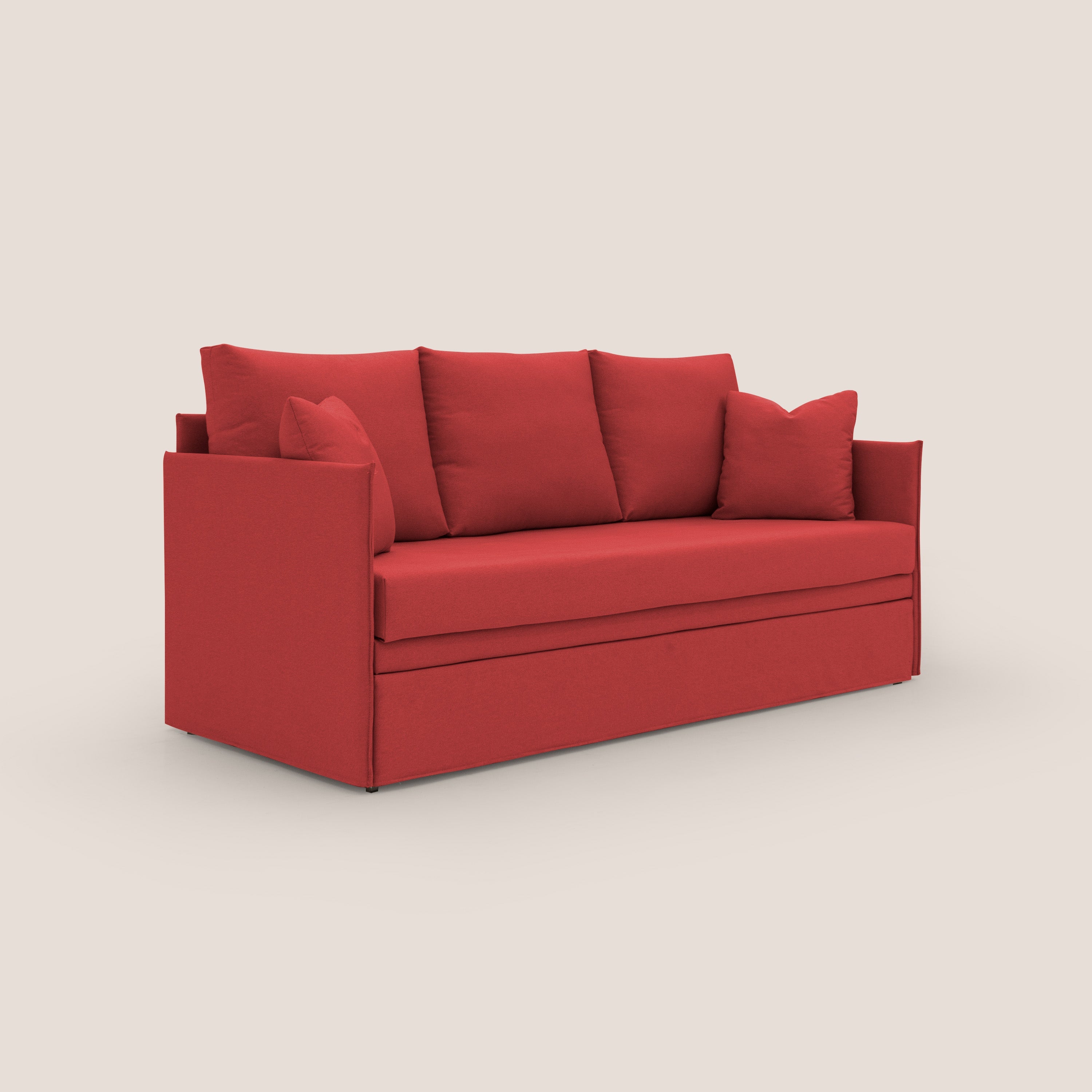 Brera Divano duplex con doppio letto in tessuto simil cotone impermeabile T13 rosso - divani.store