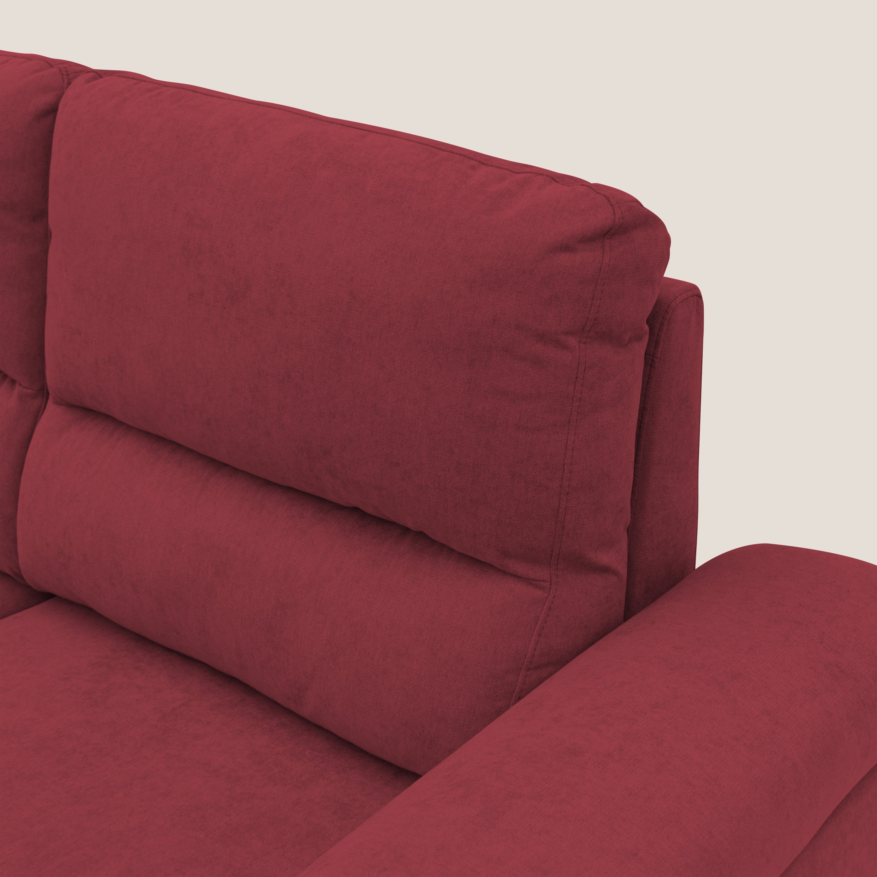 Minerva divano con pouf estraibile poggiapiedi in tessuto morbido impermeabile T02 rosso - divani.store