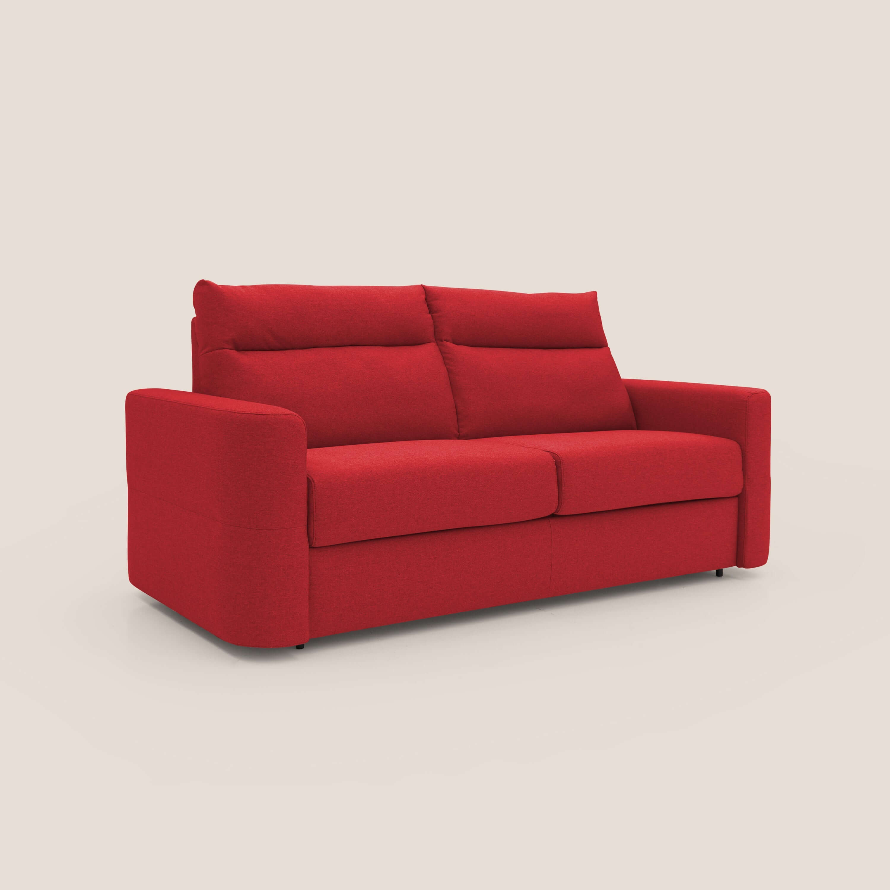 Cupido Divano letto materasso H18 cm e schienale alto in tessuto impermeabile simil cotone T13 rosso - divani.store