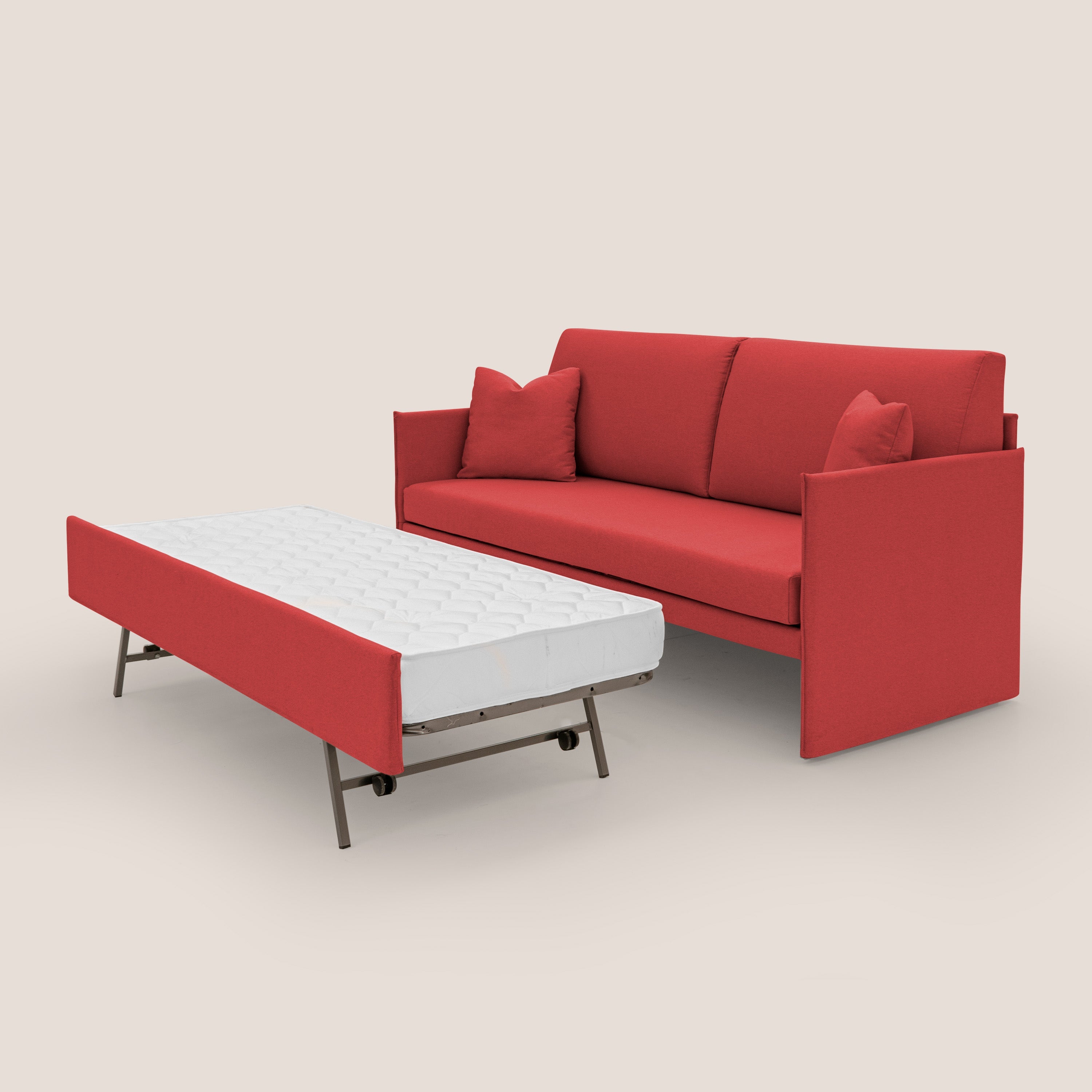 Tortona Divano duplex con doppio letto in tessuto simil cotone impermeabile T13 rosso - divani.store