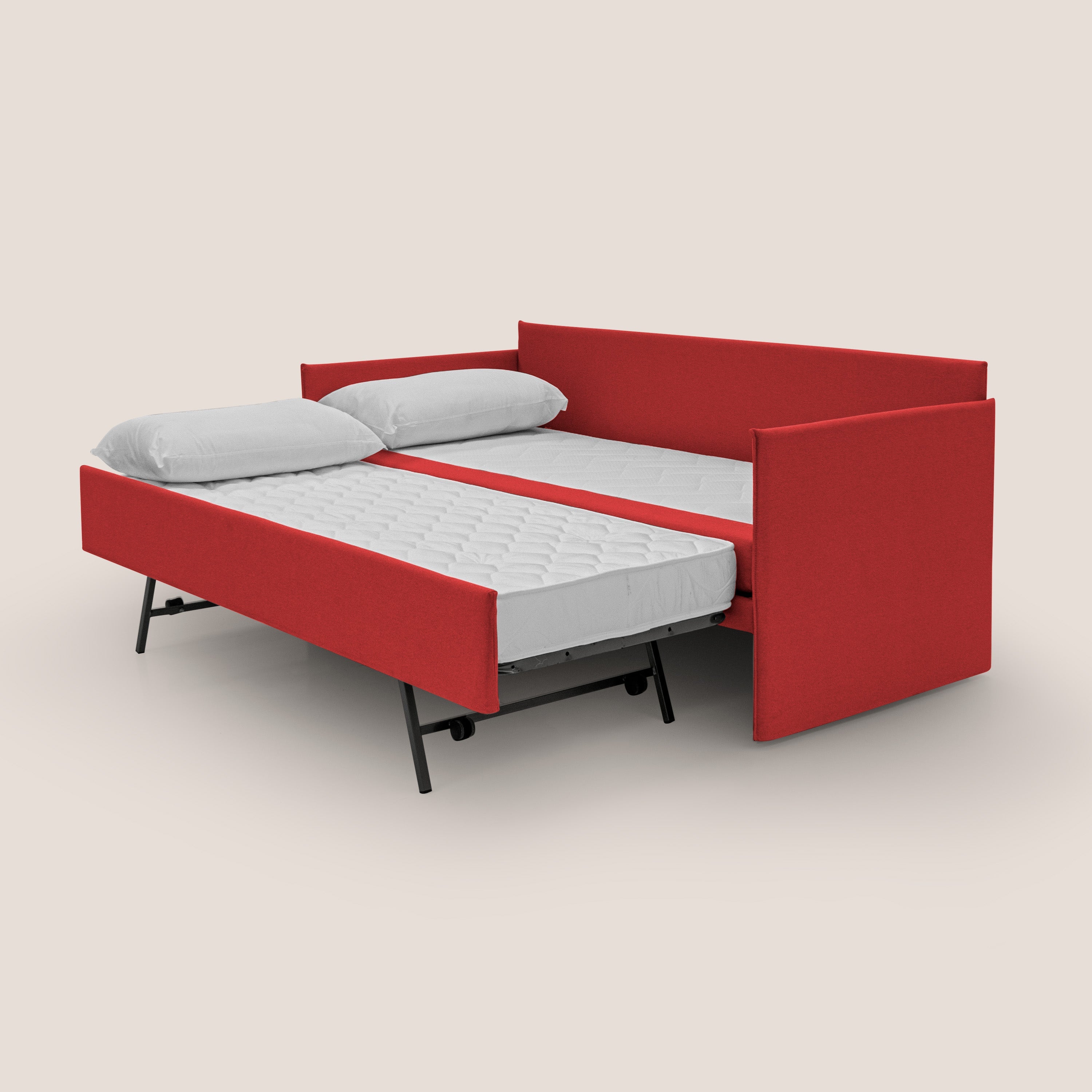 Brenta Divano duplex con doppio letto in tessuto simil cotone impermeabile T13 rosso - divani.store