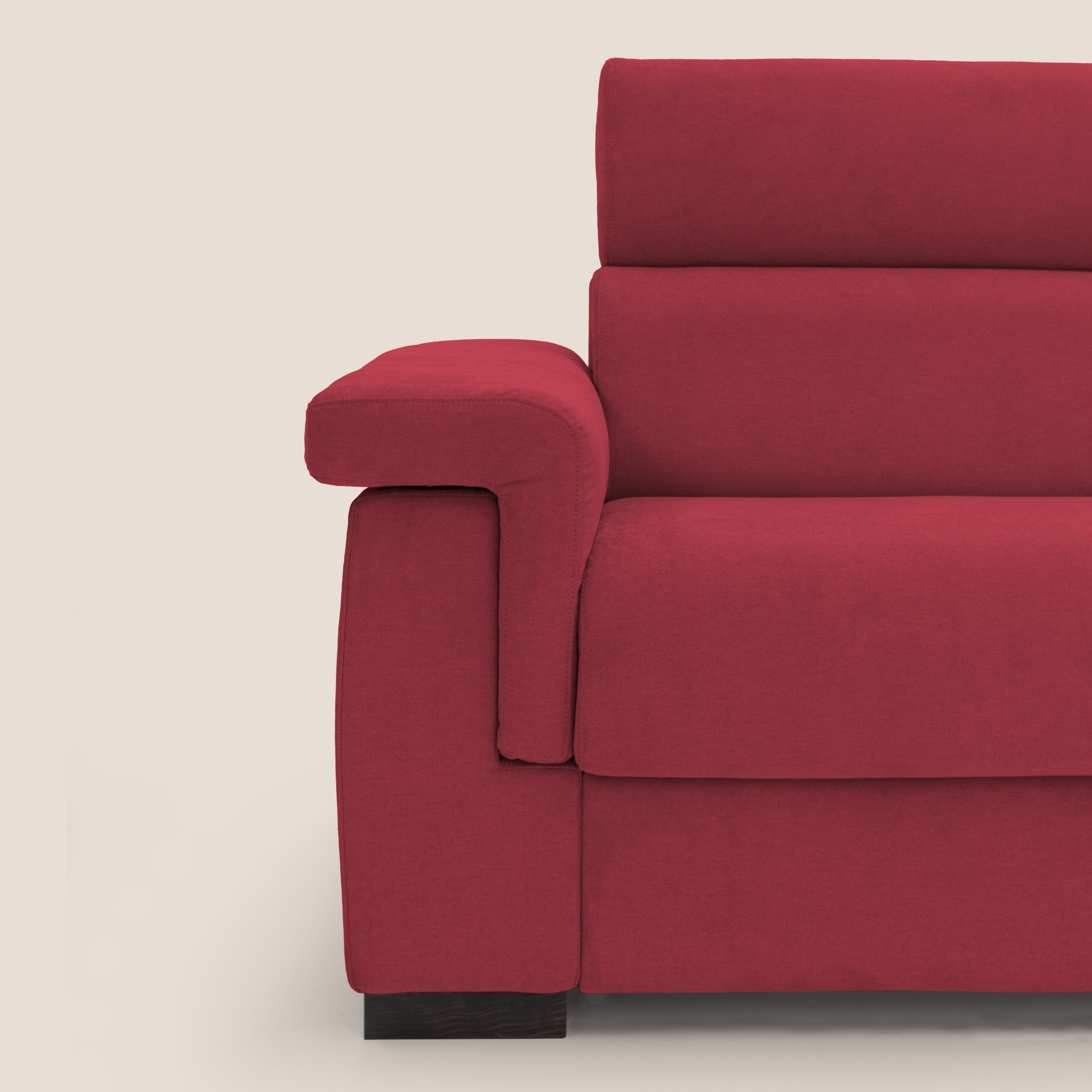 Bjorn divano letto sfoderabile con materasso H18 cm e poggiatesta reclinabili in tessuto impermeabile T02 rosso - divani.store