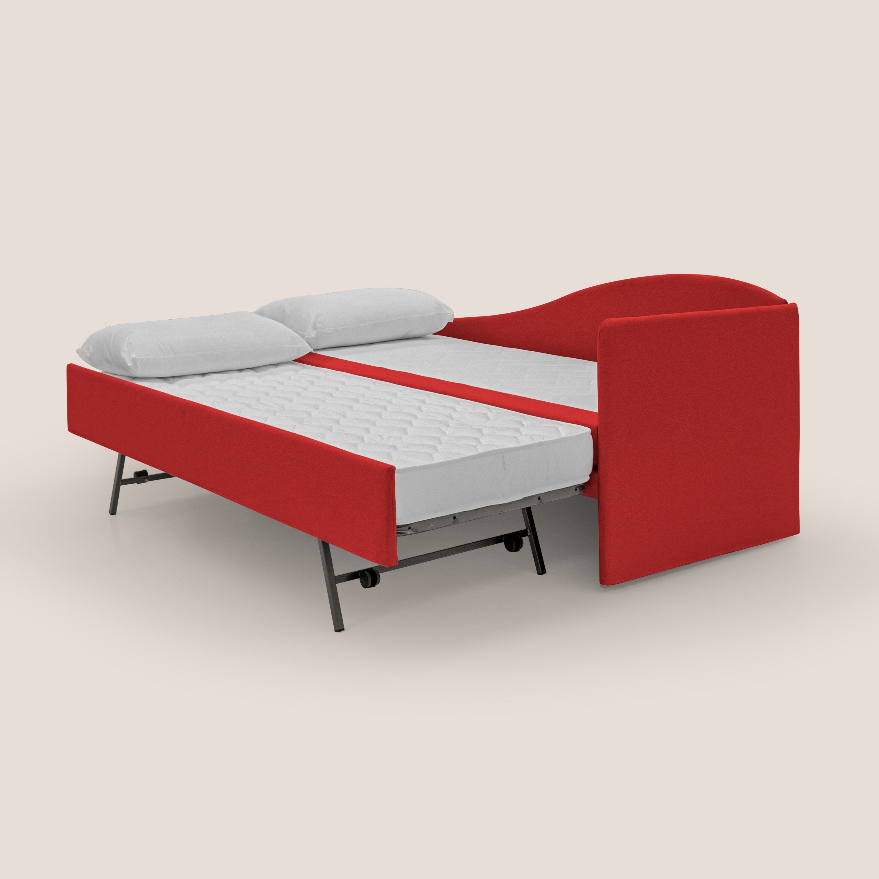 Nolo Divano duplex con doppio letto in tessuto simil cotone impermeabile T13 rosso - divani.store