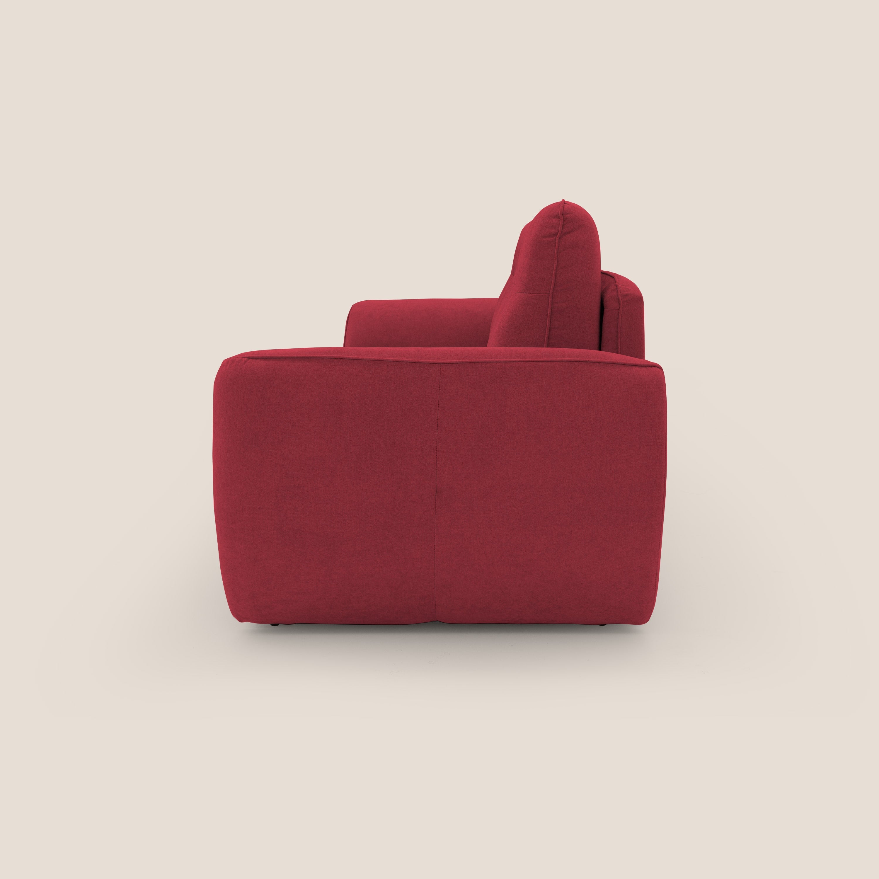 Zeus Divano letto scandinavo con schienale alto in tessuto impermeabile T02 rosso - divani.store
