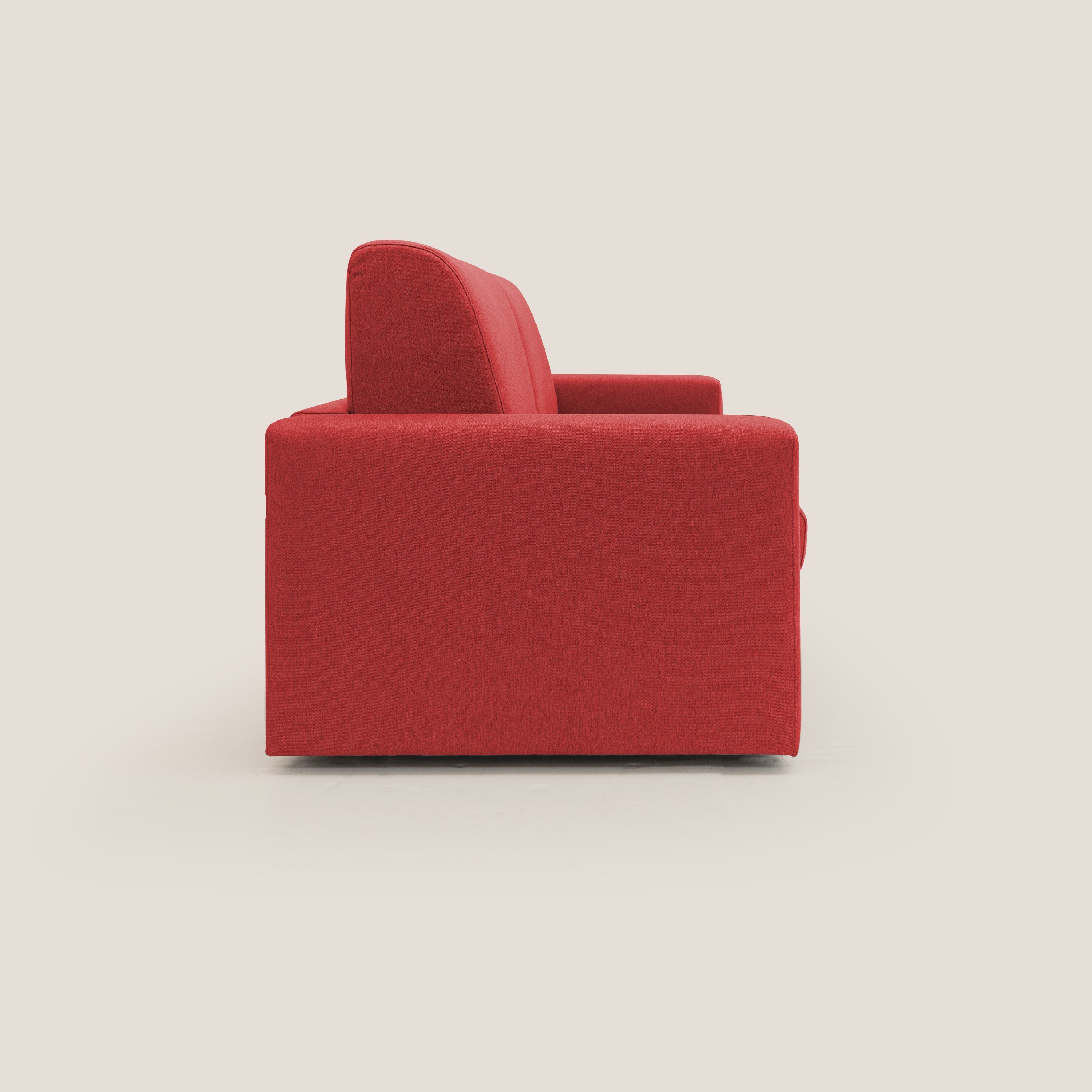 Kansas Divano letto matrimoniale alto 20 cm in tessuto impermeabile misto cotone T13 rosso - divani.store