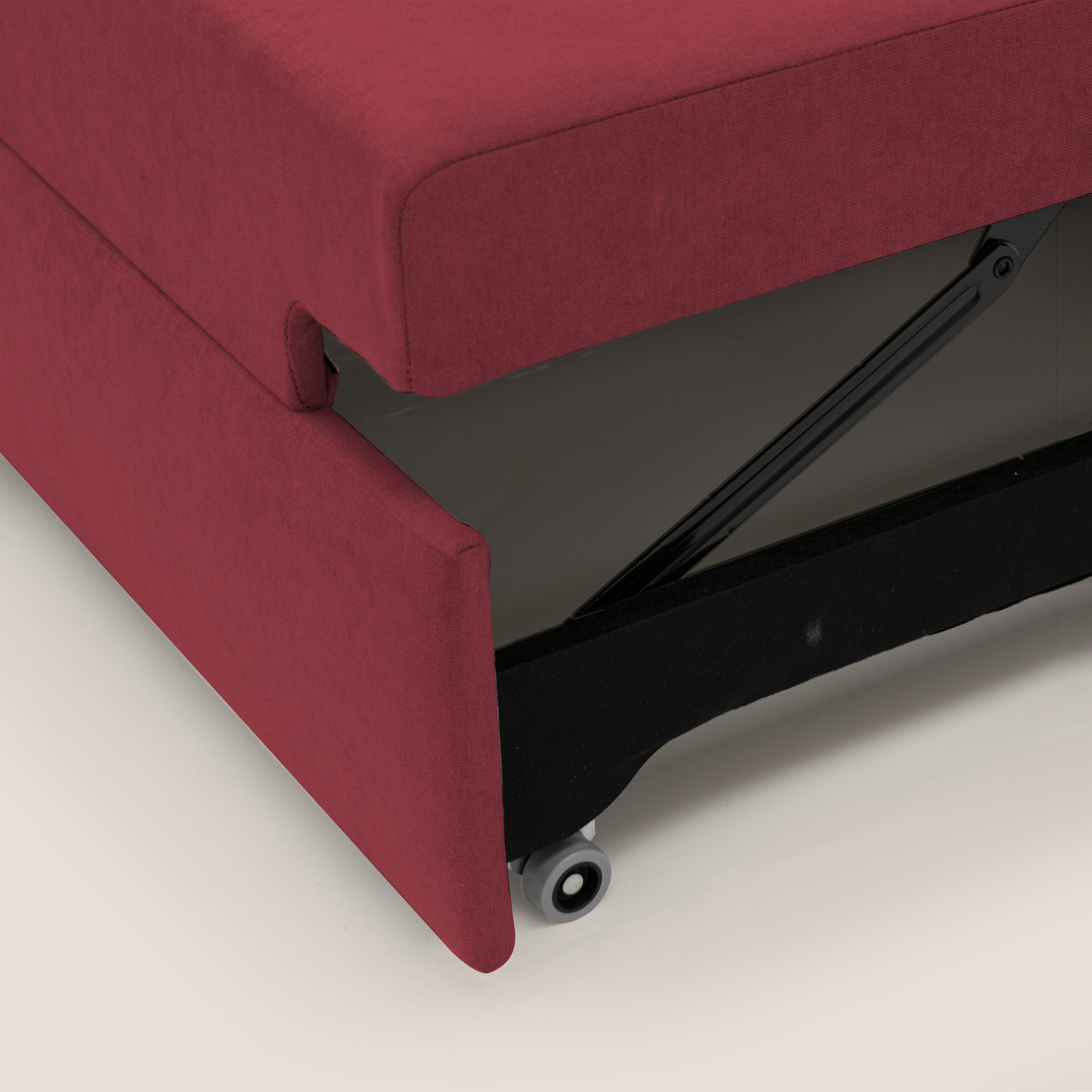 Minerva divano con pouf estraibile poggiapiedi in tessuto morbido impermeabile T02 rosso - divani.store
