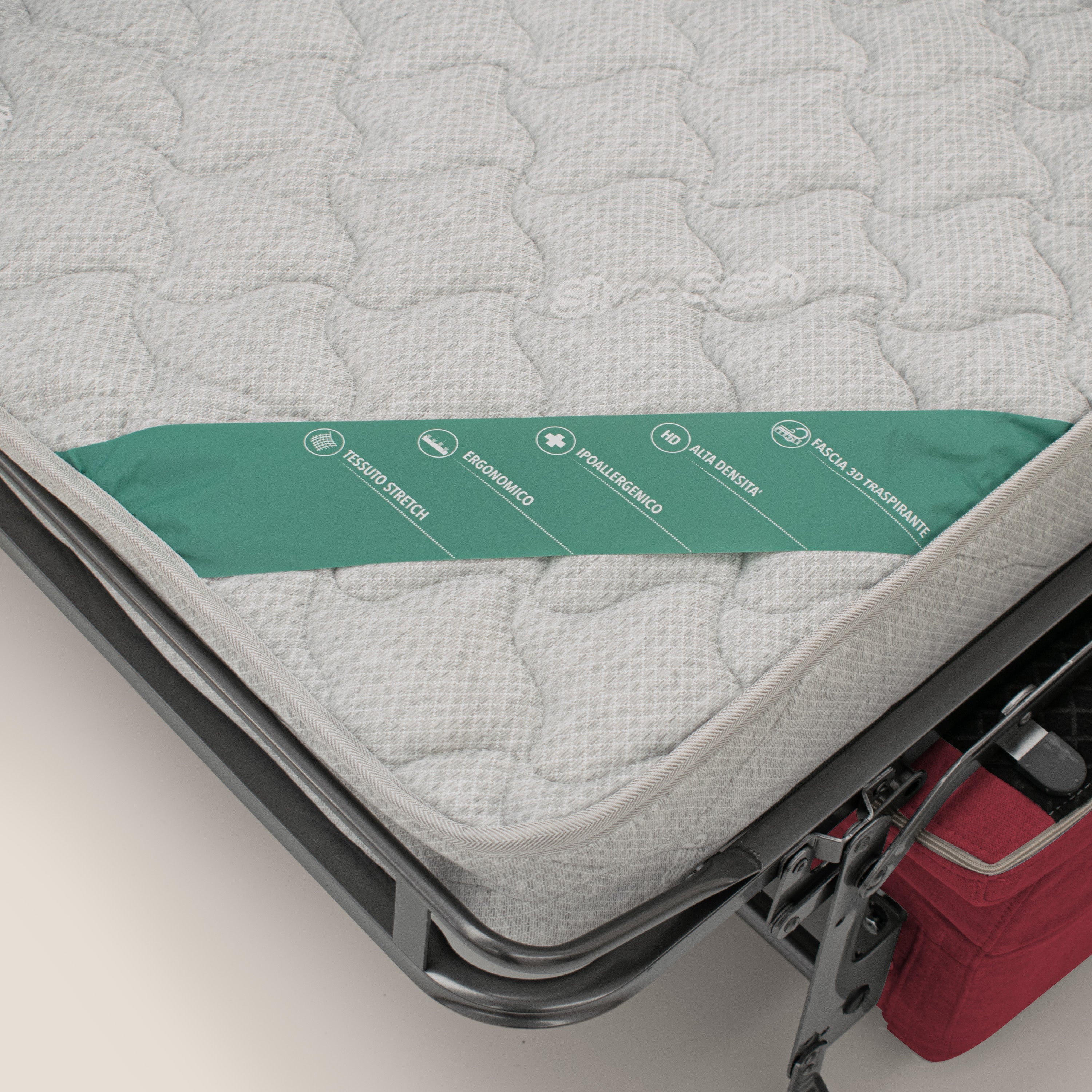 Bjorn divano letto sfoderabile con materasso H18 cm e poggiatesta reclinabili in tessuto impermeabile T02 rosso - divani.store