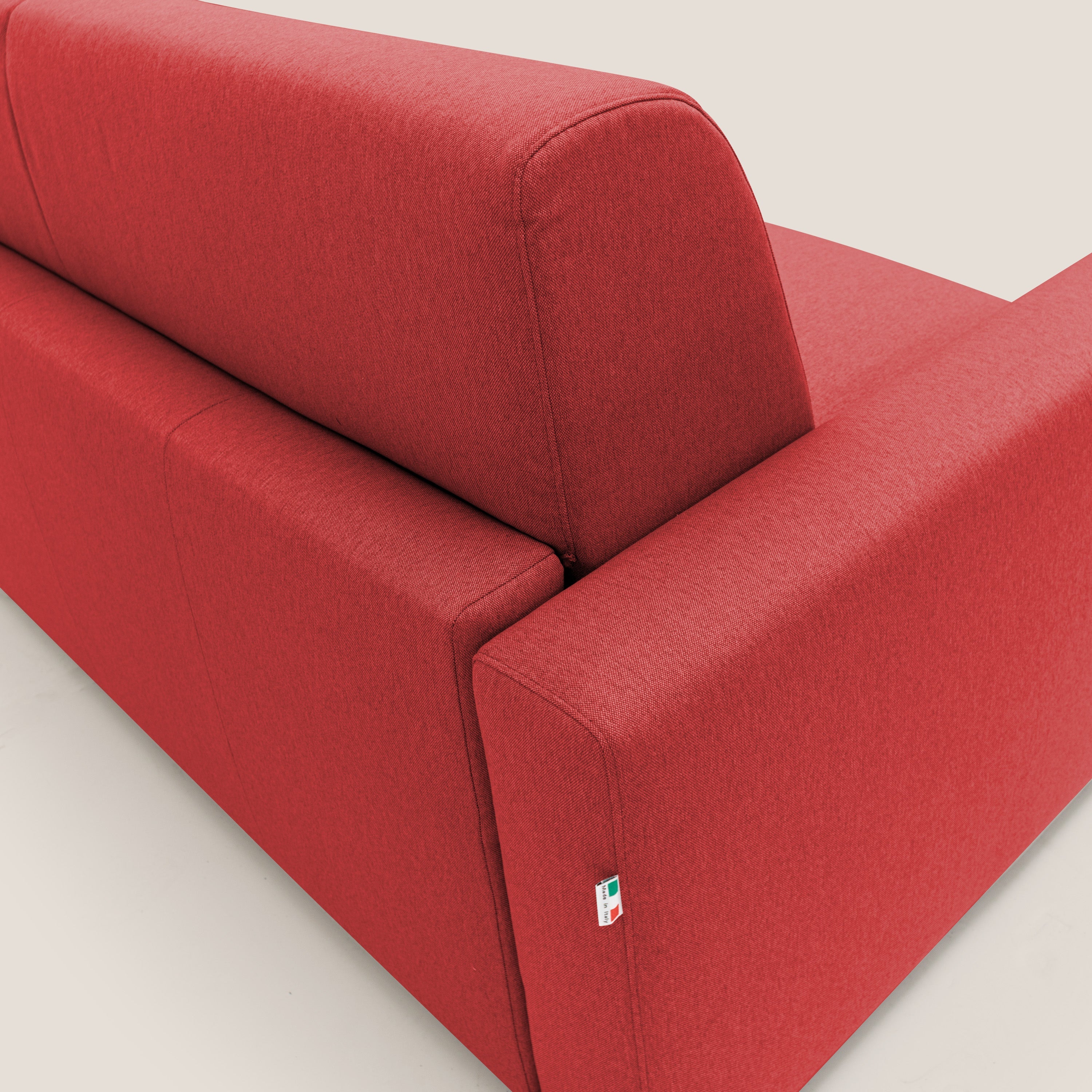 Kansas Divano letto matrimoniale alto 20 cm in tessuto impermeabile misto cotone T13 rosso - divani.store