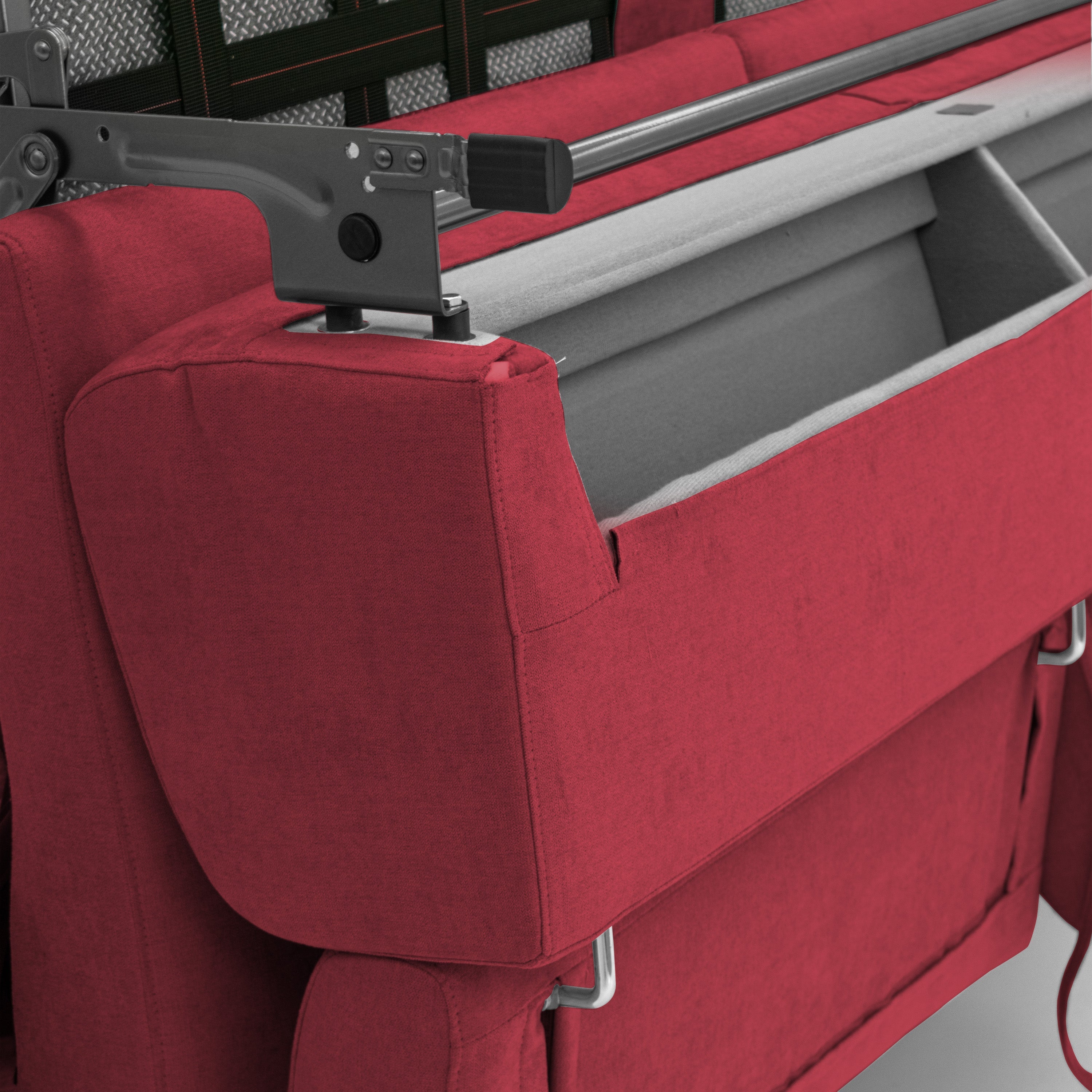 Bjorn divano letto sfoderabile con materasso H18 cm e poggiatesta reclinabili in tessuto impermeabile T02 rosso - divani.store