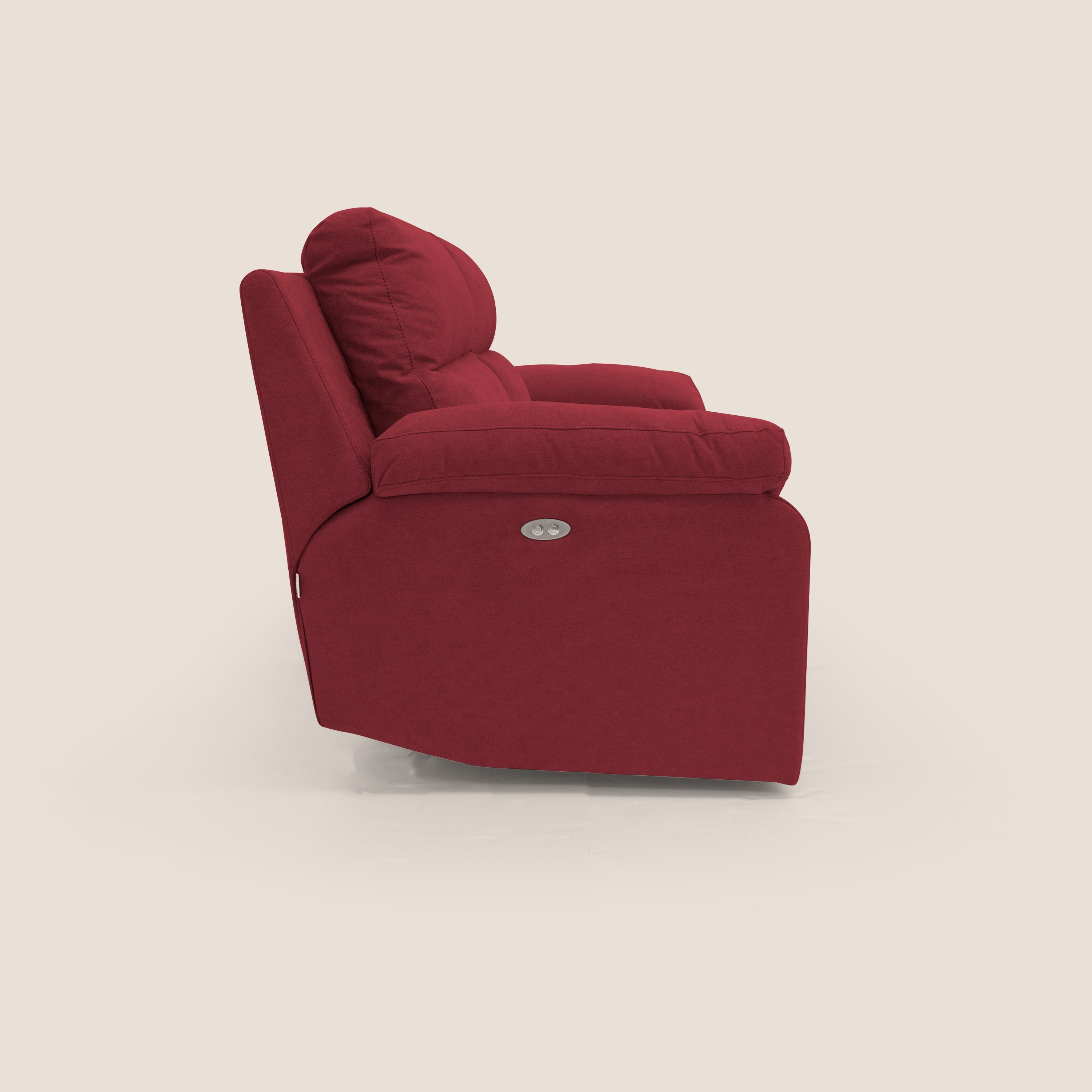Romeo Divano relax con recliner elettrico in morbido tessuto impermeabile T02 rosso - divani.store