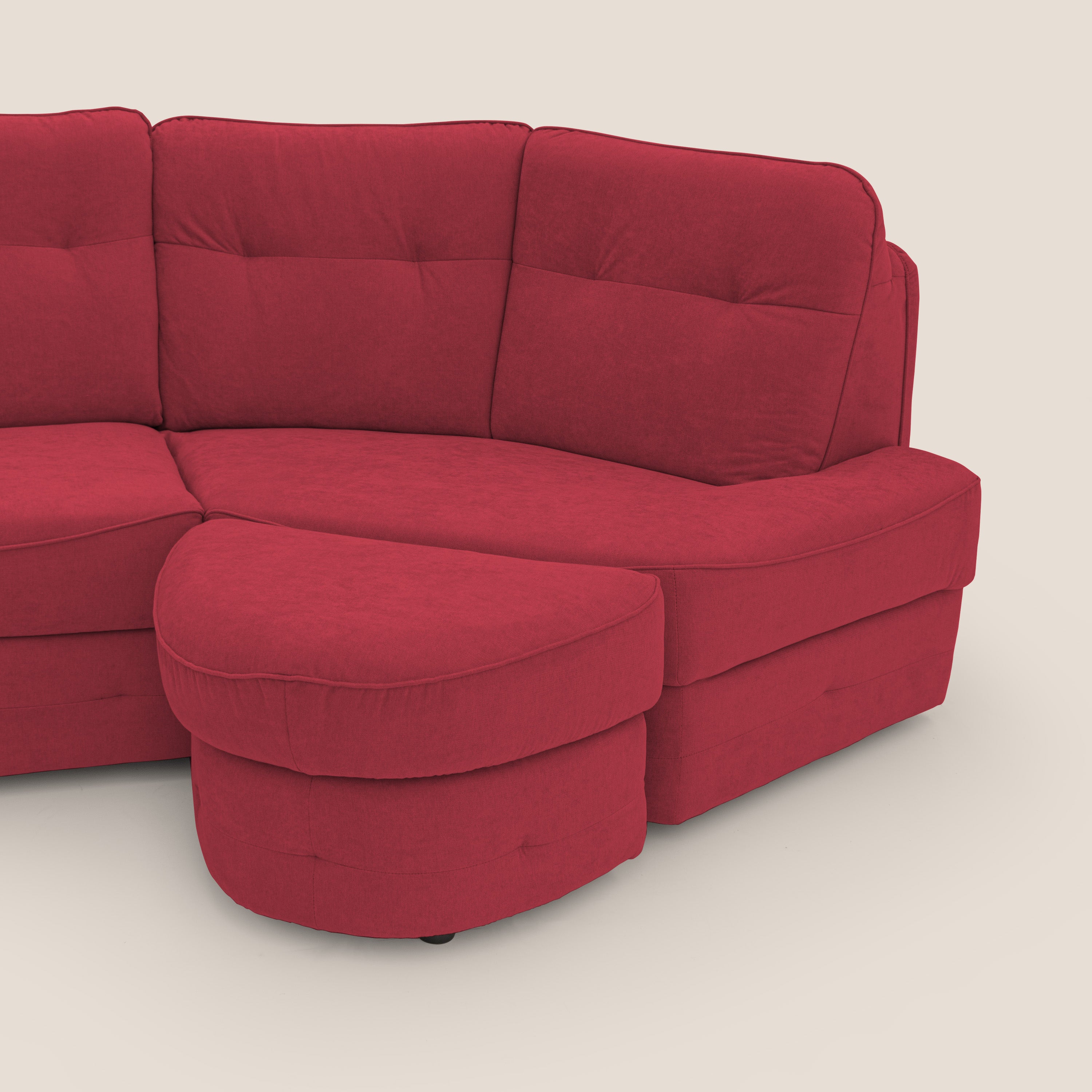 Zeus divano letto angolare con materasso H18 cm pouf mobile in tessuto impermeabile T02 - divani.store