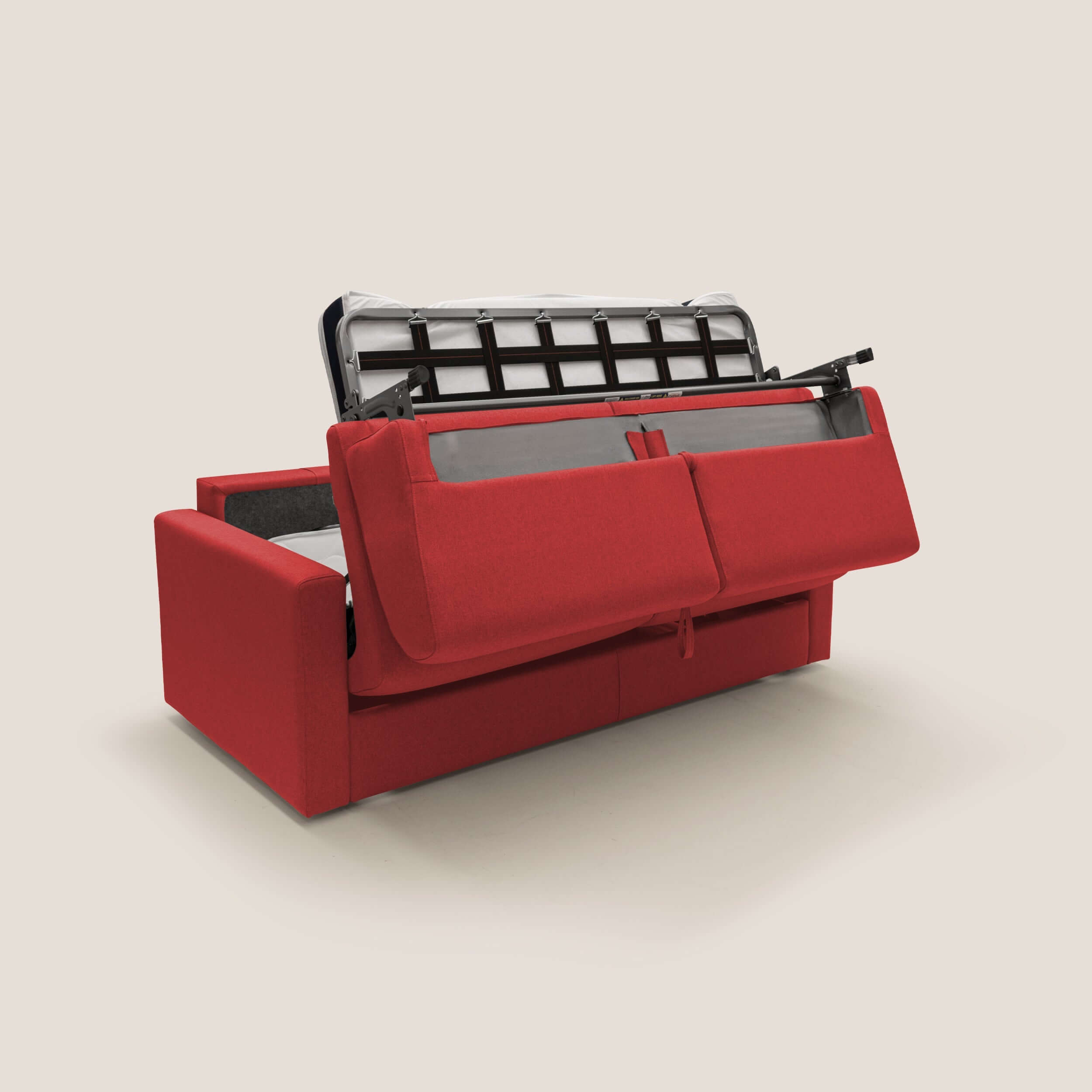 Chris Divano letto matrimoniale in tessuto impermeabile T13 rosso - divani.store
