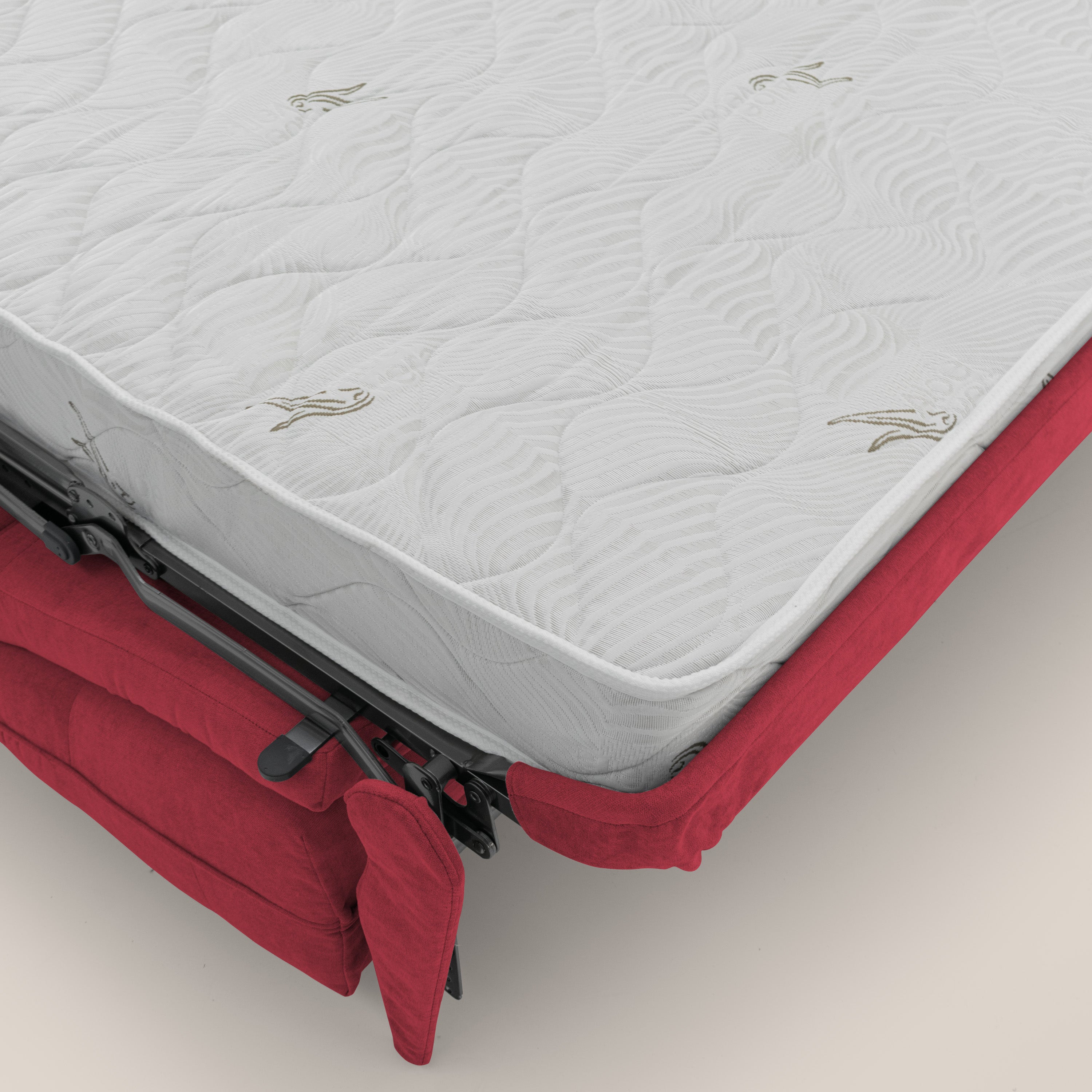 Zeus Divano letto scandinavo con schienale alto in tessuto impermeabile T02 rosso - divani.store