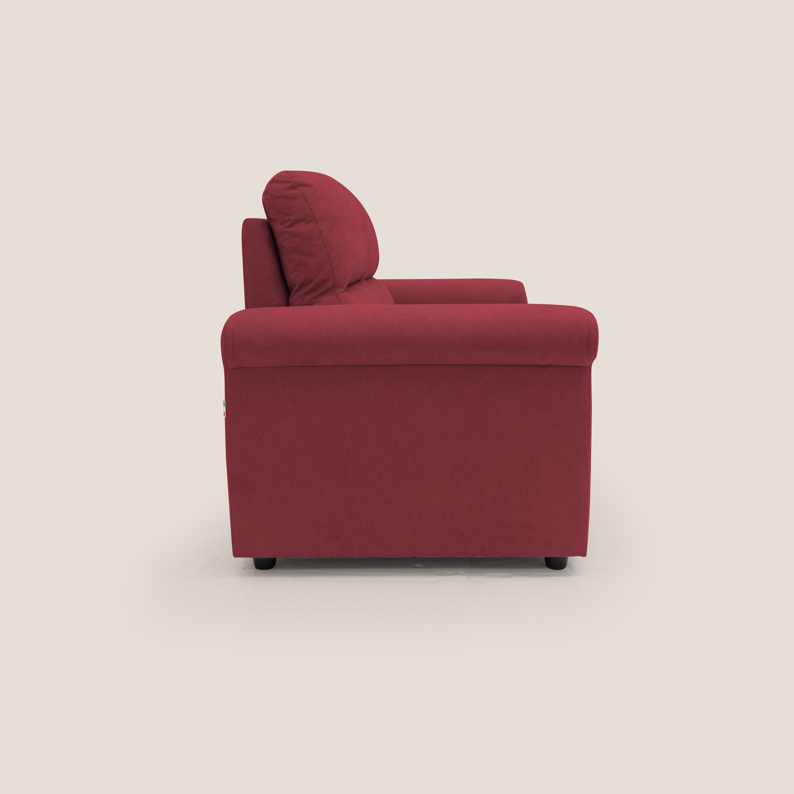 Minerva divano con pouf estraibile poggiapiedi in tessuto morbido impermeabile T02 rosso - divani.store