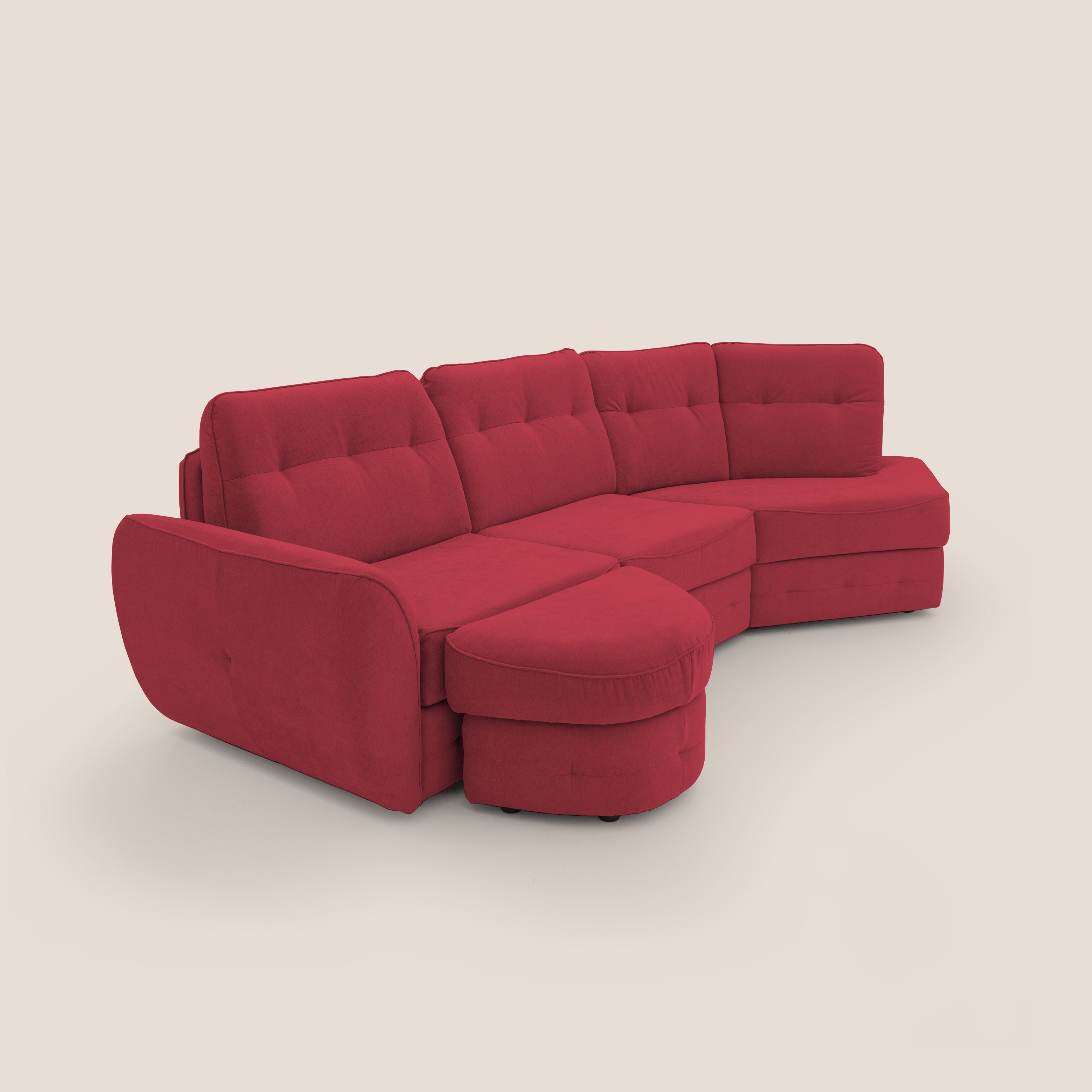 Zeus divano letto angolare con materasso H18 cm pouf mobile in tessuto impermeabile T02 - divani.store