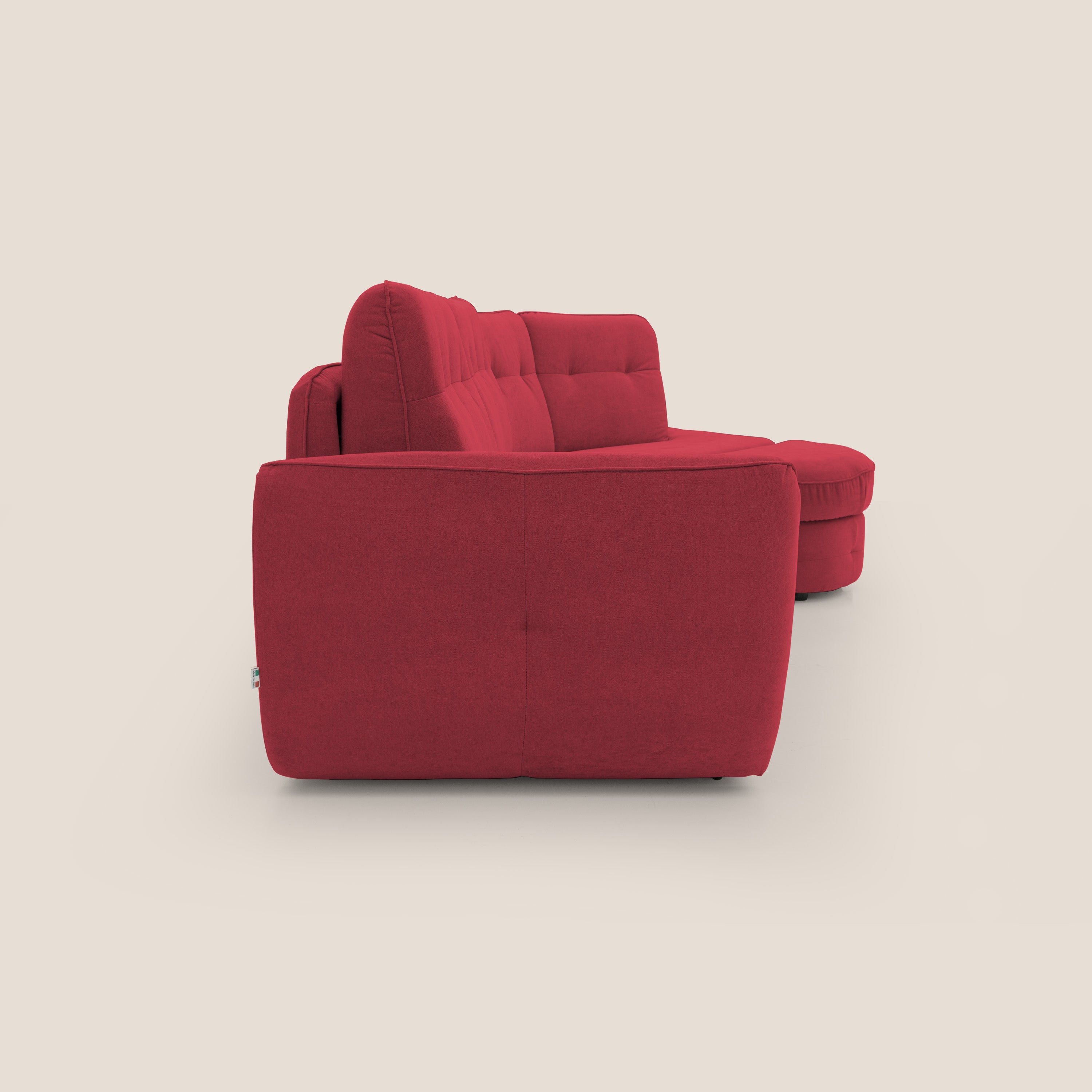 Zeus divano letto angolare con materasso H18 cm pouf mobile in tessuto impermeabile T02 - divani.store