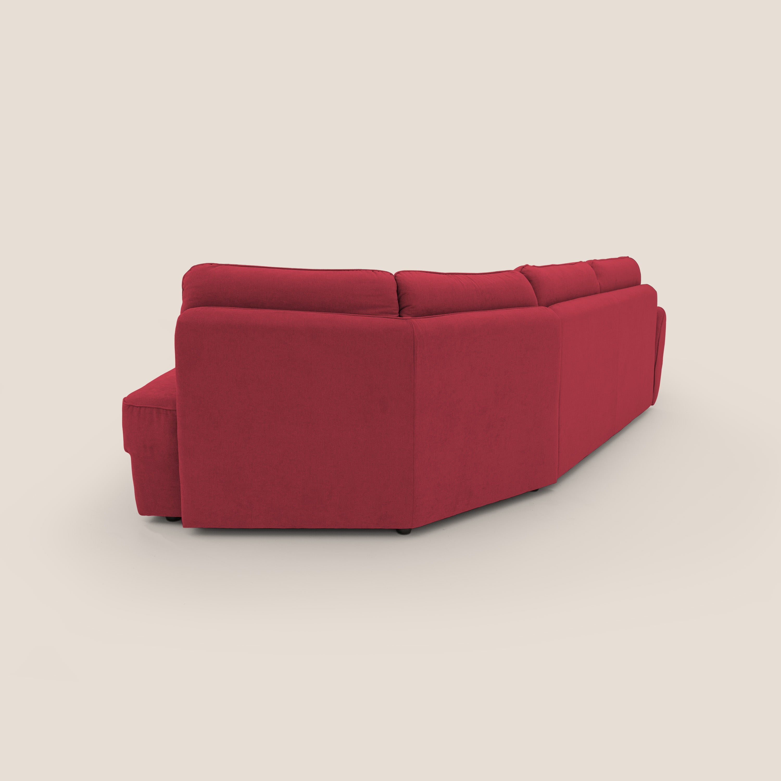 Zeus divano letto angolare con materasso H18 cm pouf mobile in tessuto impermeabile T02 - divani.store