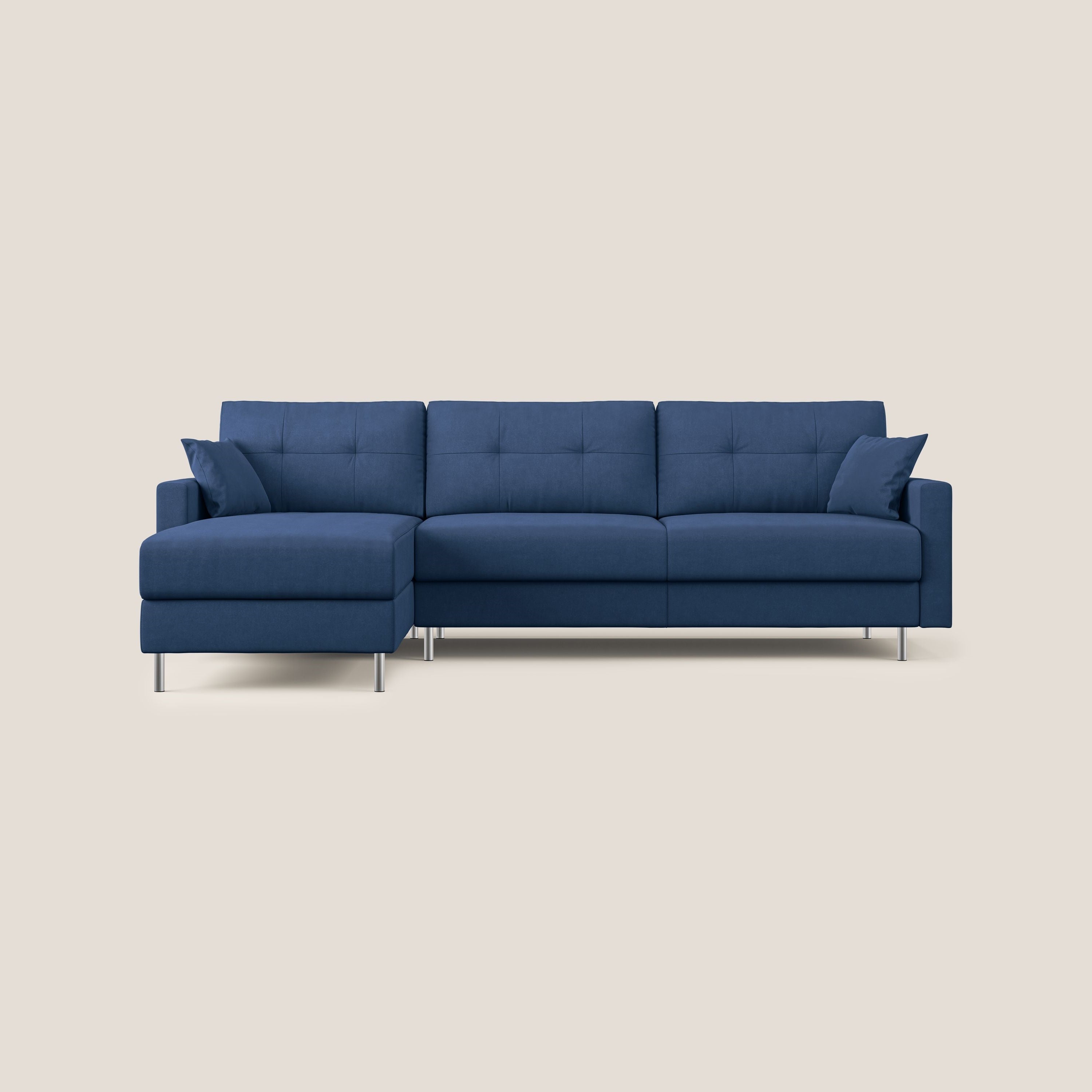 Megan divano letto angolare in microfibra smacchiabile T11 blu - divani.store