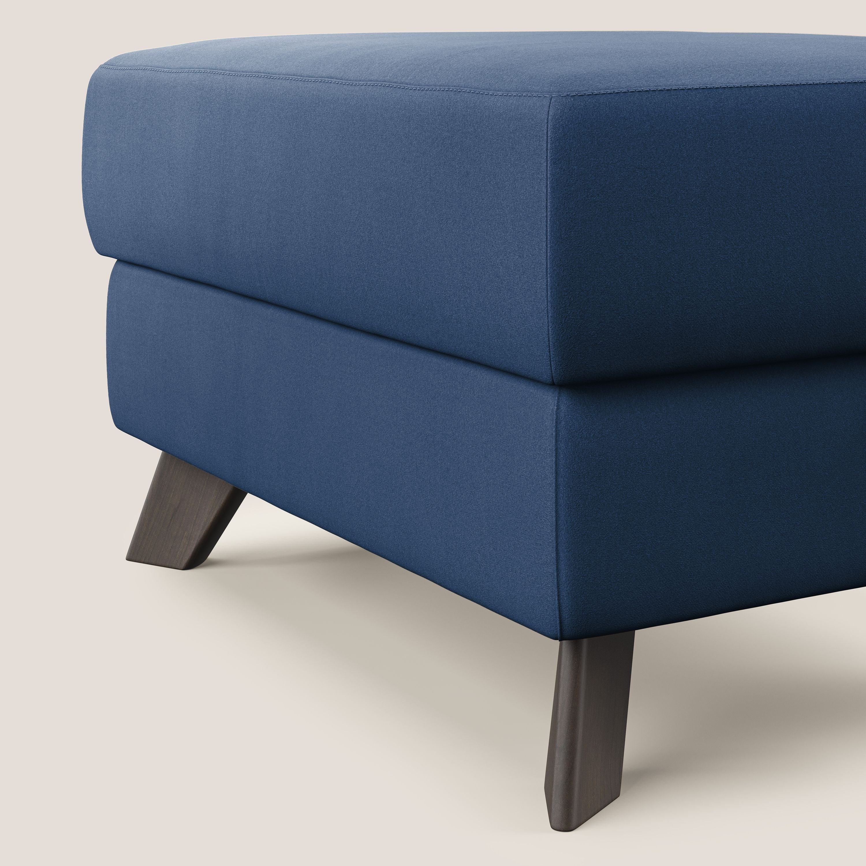 Moon Pouf contenitore e piedini alti in microfibra impermeabile T11 blu - divani.store