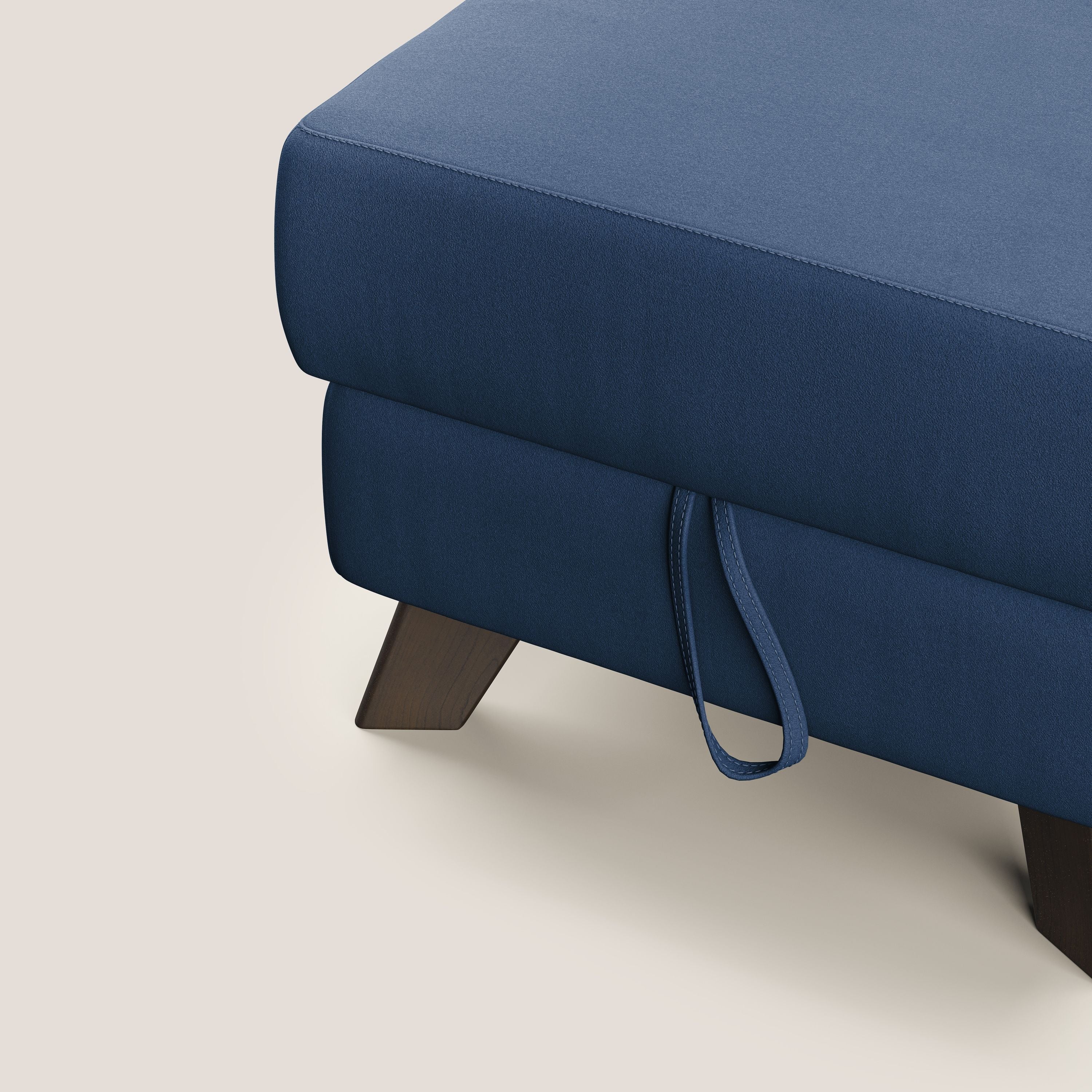 Moon Pouf contenitore e piedini alti in microfibra impermeabile T11 blu - divani.store