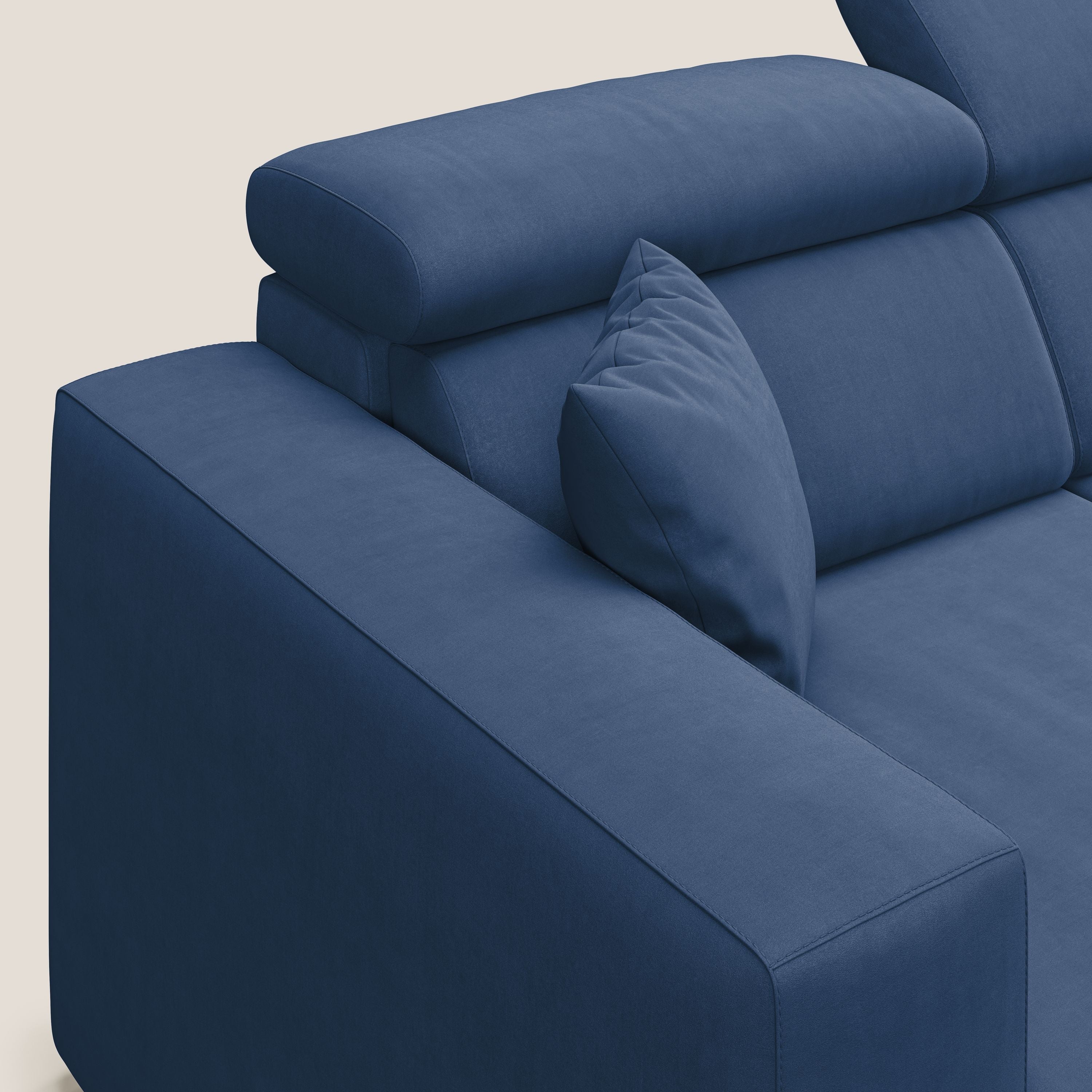 Orwell divano con 3 sedute estraibili in microfibra smacchiabile T11 blu - divani.store