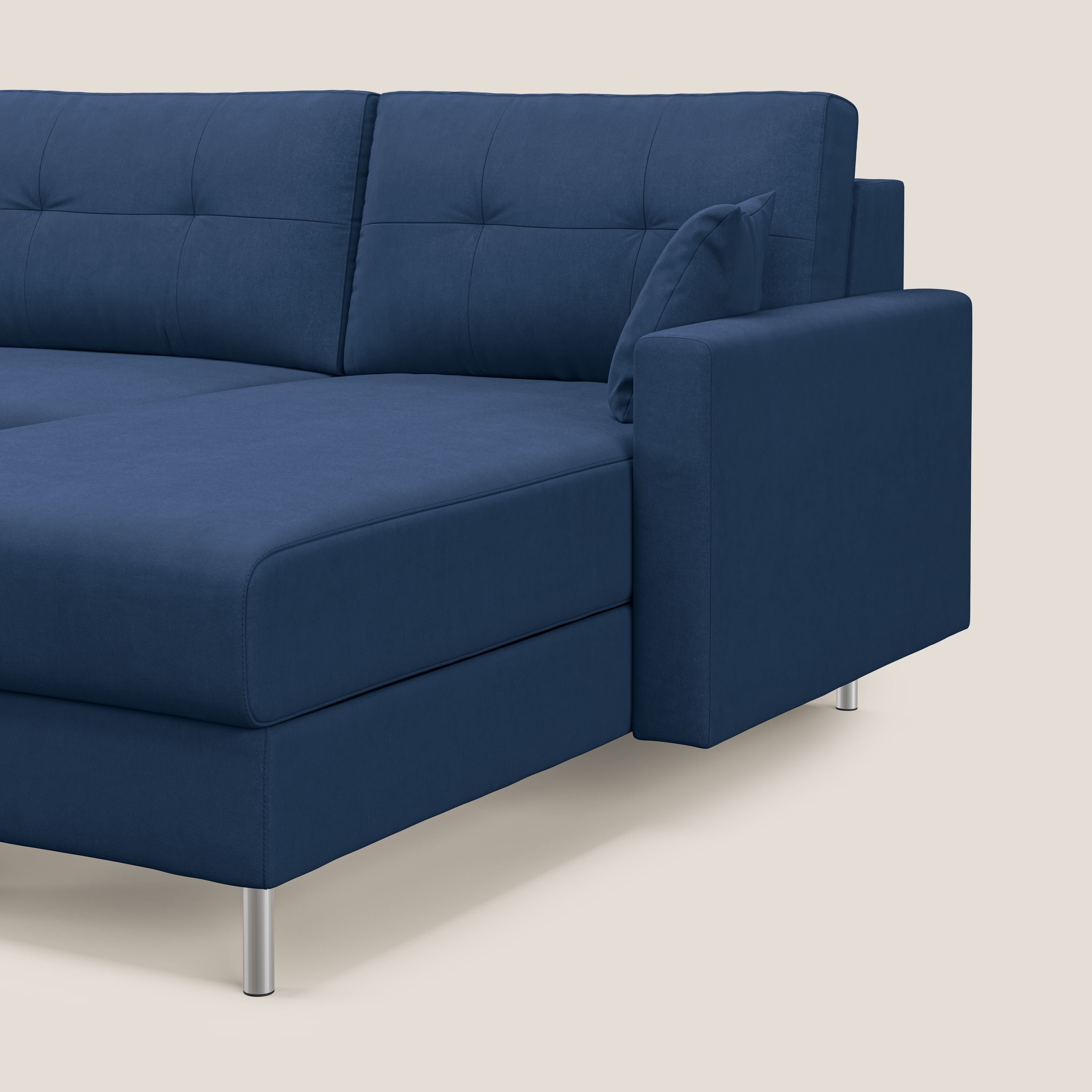 Megan divano letto angolare in microfibra smacchiabile T11 blu - divani.store