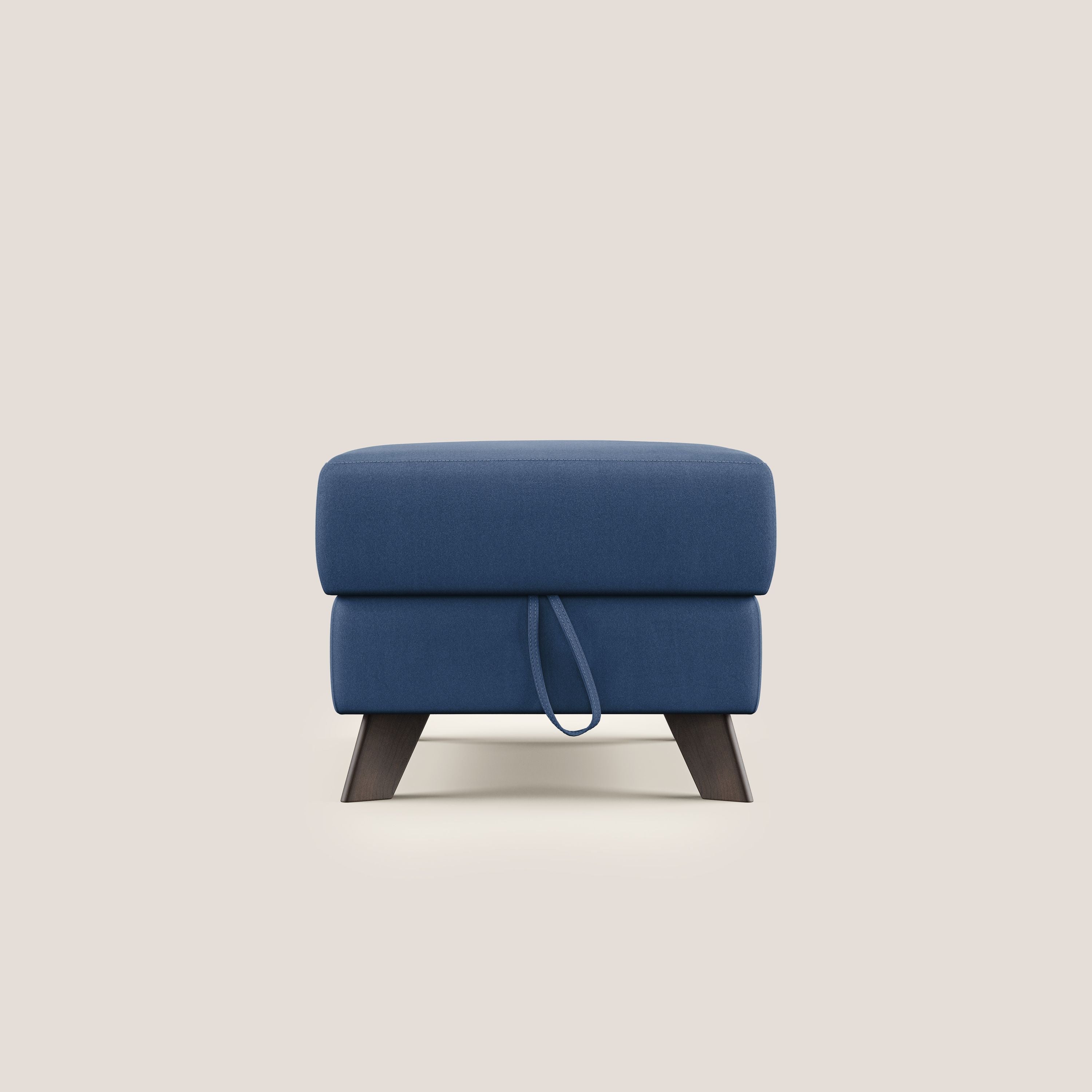 Moon Pouf contenitore e piedini alti in microfibra impermeabile T11 blu - divani.store