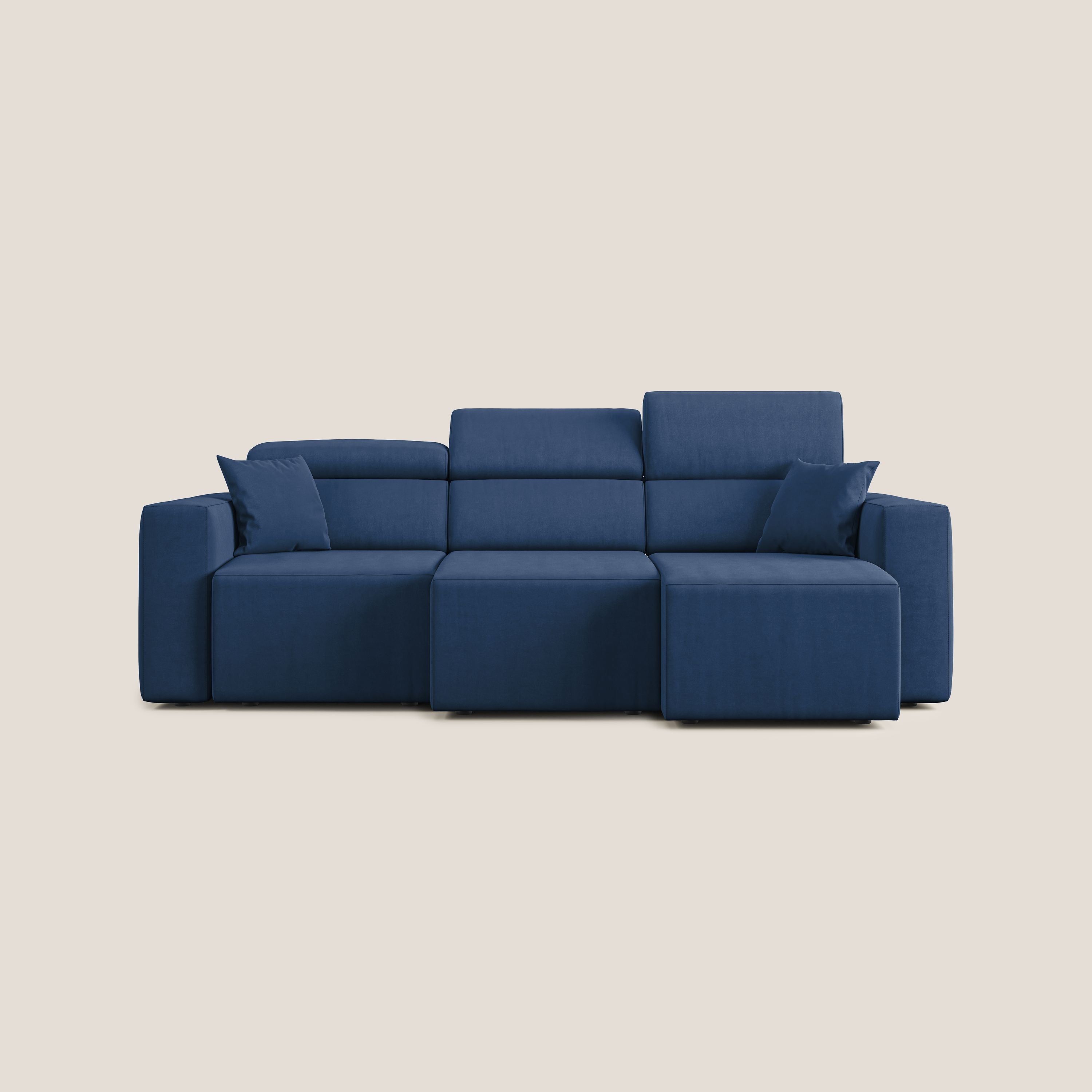 Orwell divano con 3 sedute estraibili in microfibra smacchiabile T11 blu - divani.store