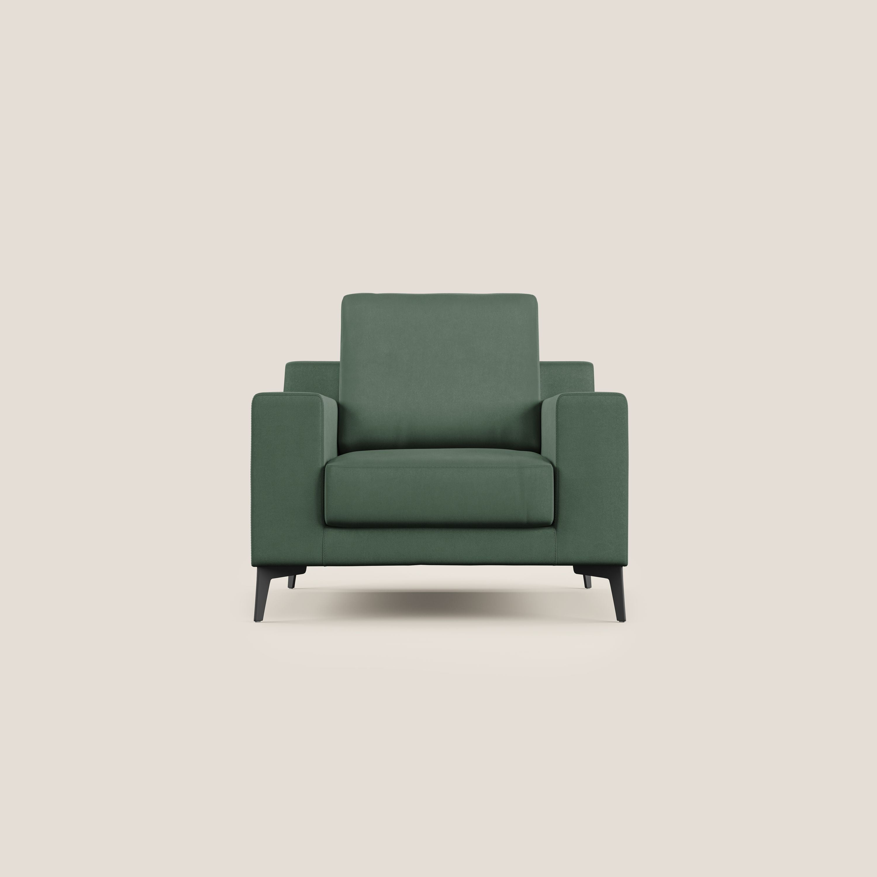 Prestige poltroncina moderna in microfibra smacchiabile T11 verde - divani.store