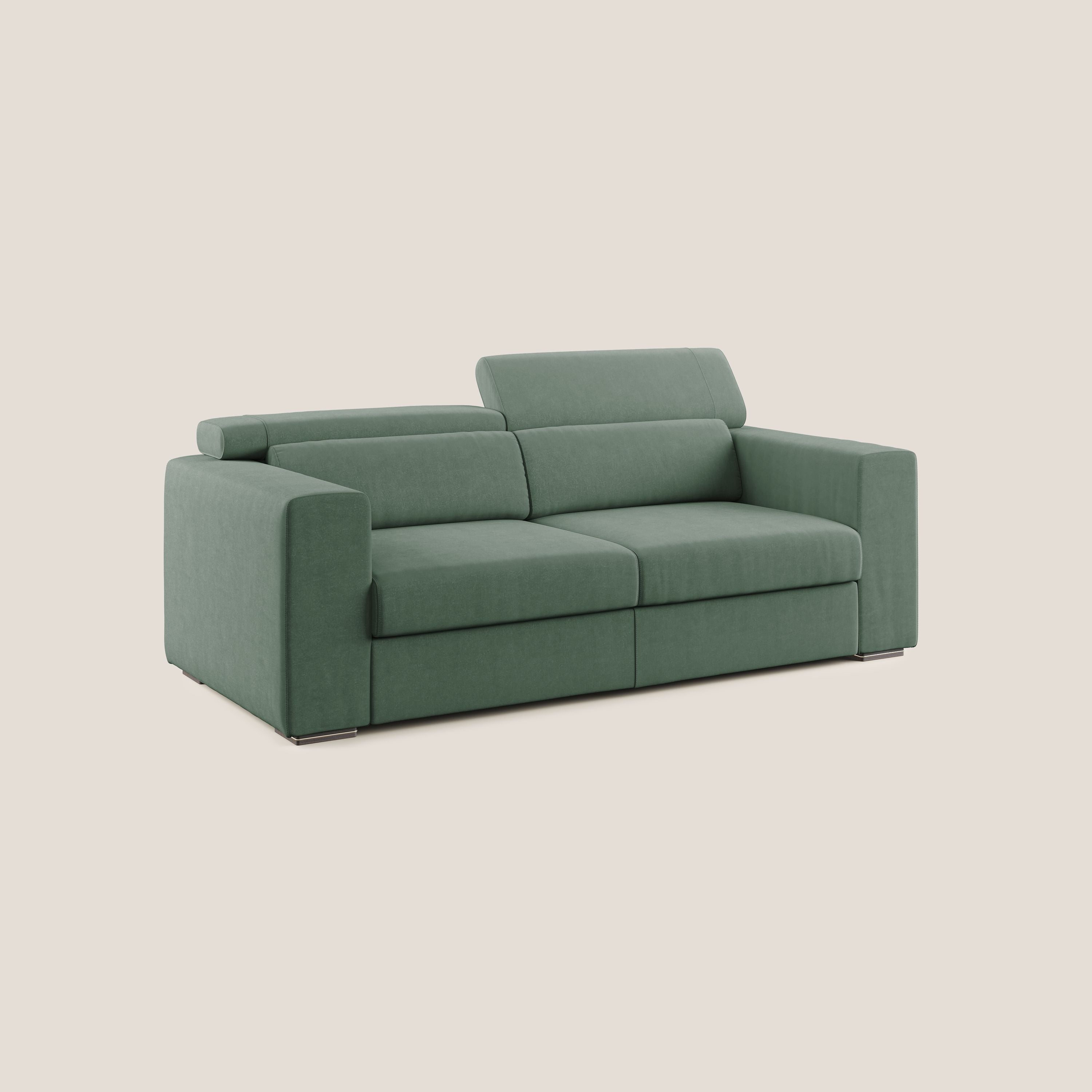 Vegas divano con poggiatesta reclinabili in microfibra smacchiabile T11 verde - divani.store