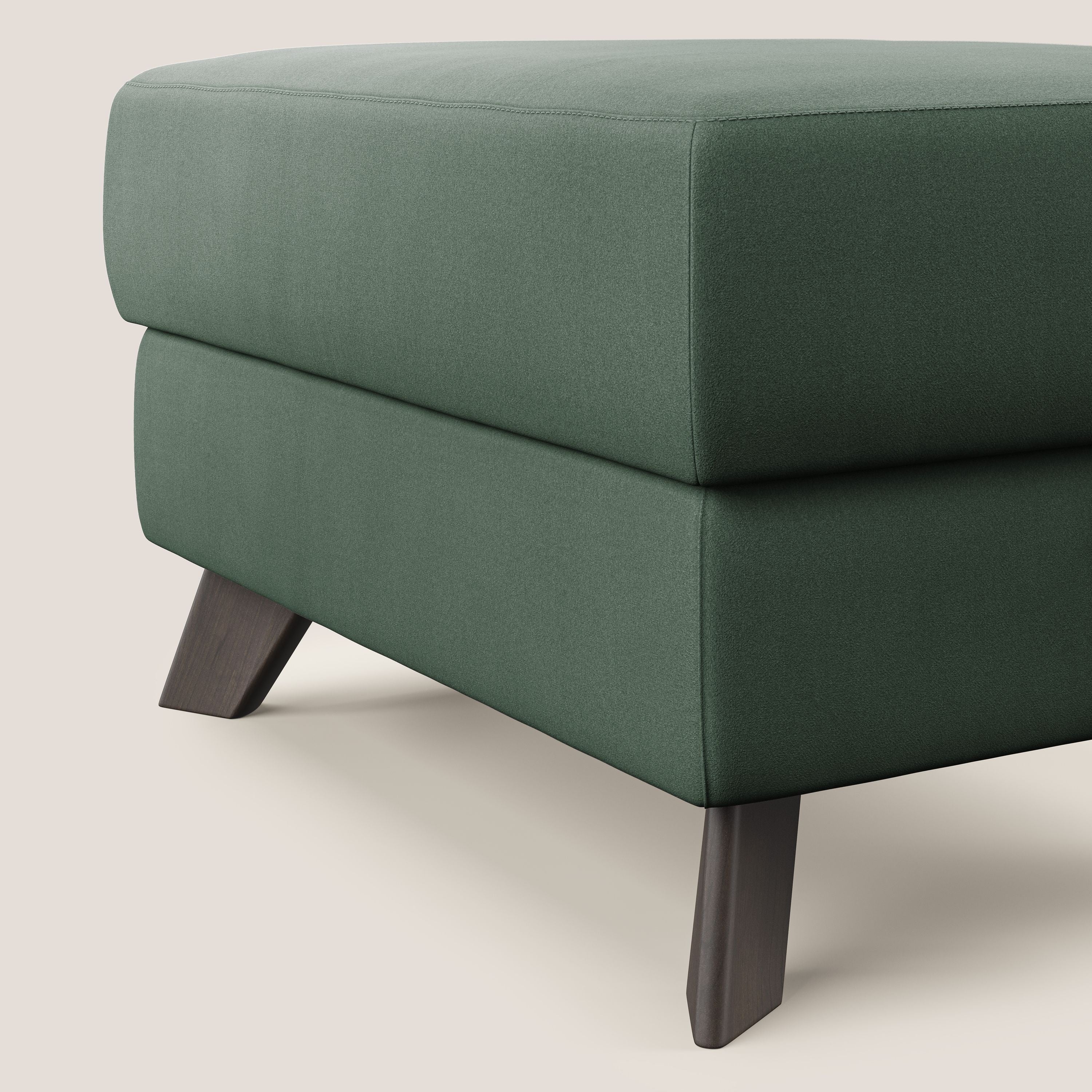 Moon Pouf contenitore e piedini alti in microfibra impermeabile T11 verde - divani.store