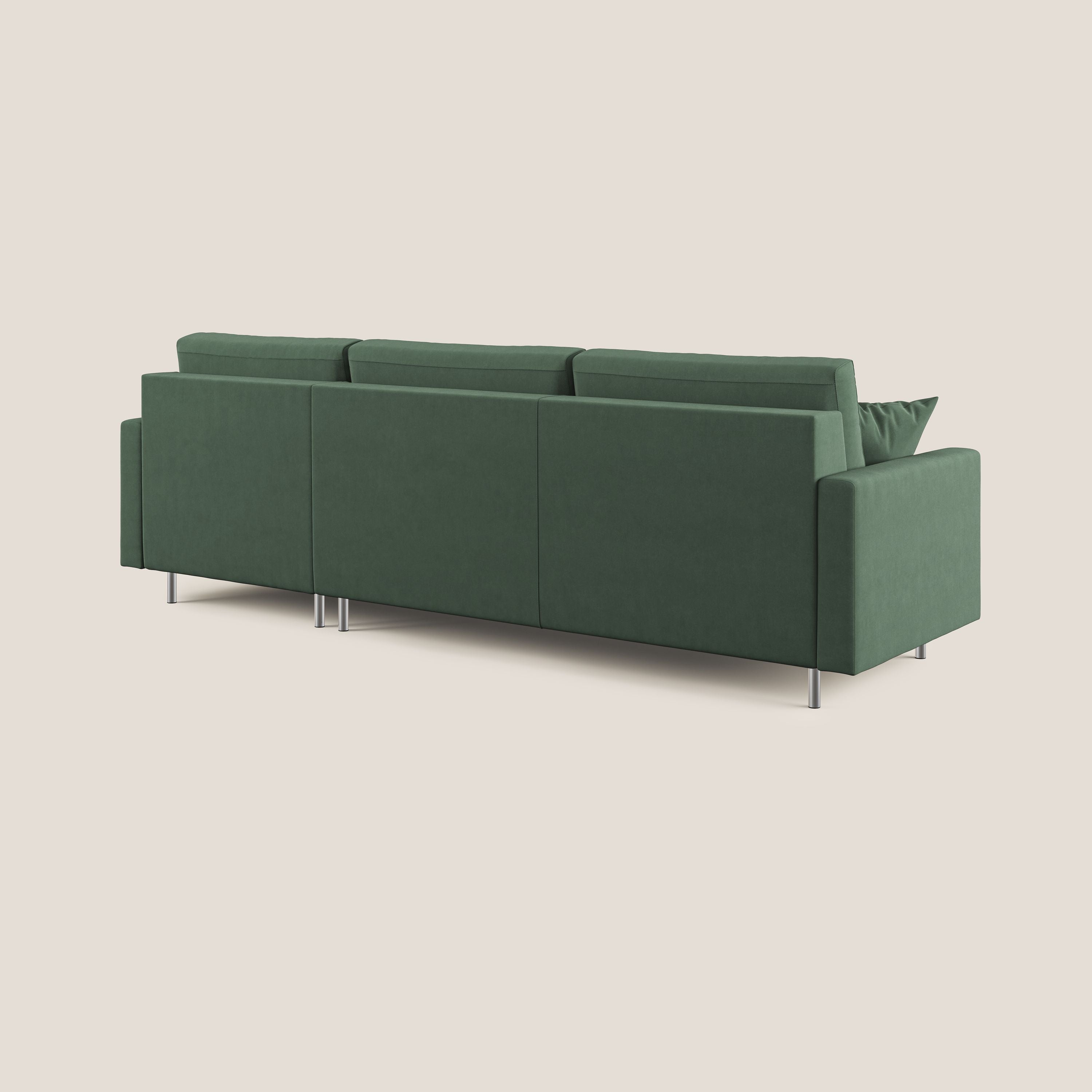 Megan divano letto angolare in microfibra smacchiabile T11 verde - divani.store