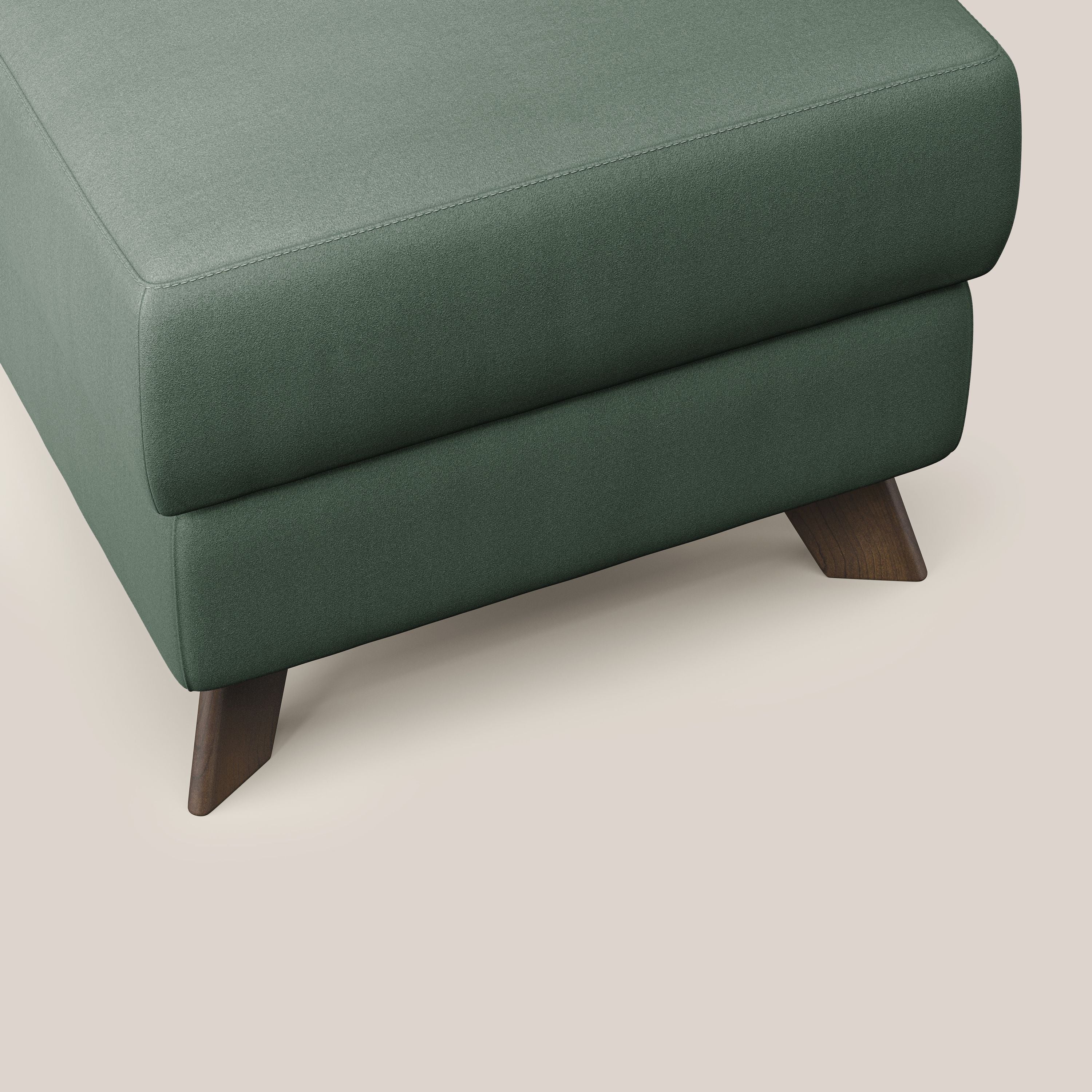 Moon Pouf contenitore e piedini alti in microfibra impermeabile T11 verde - divani.store