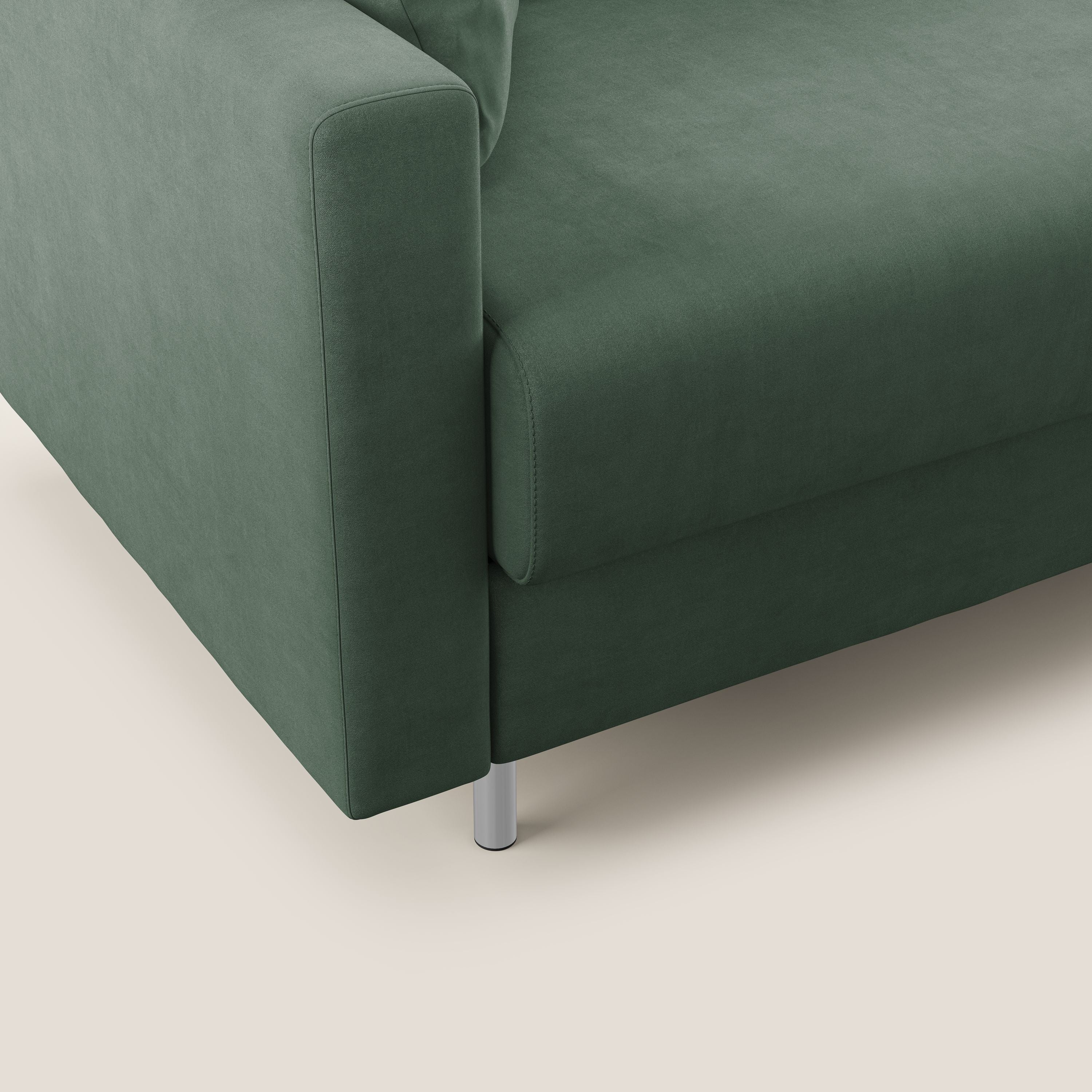 Megan divano letto angolare in microfibra smacchiabile T11 verde - divani.store