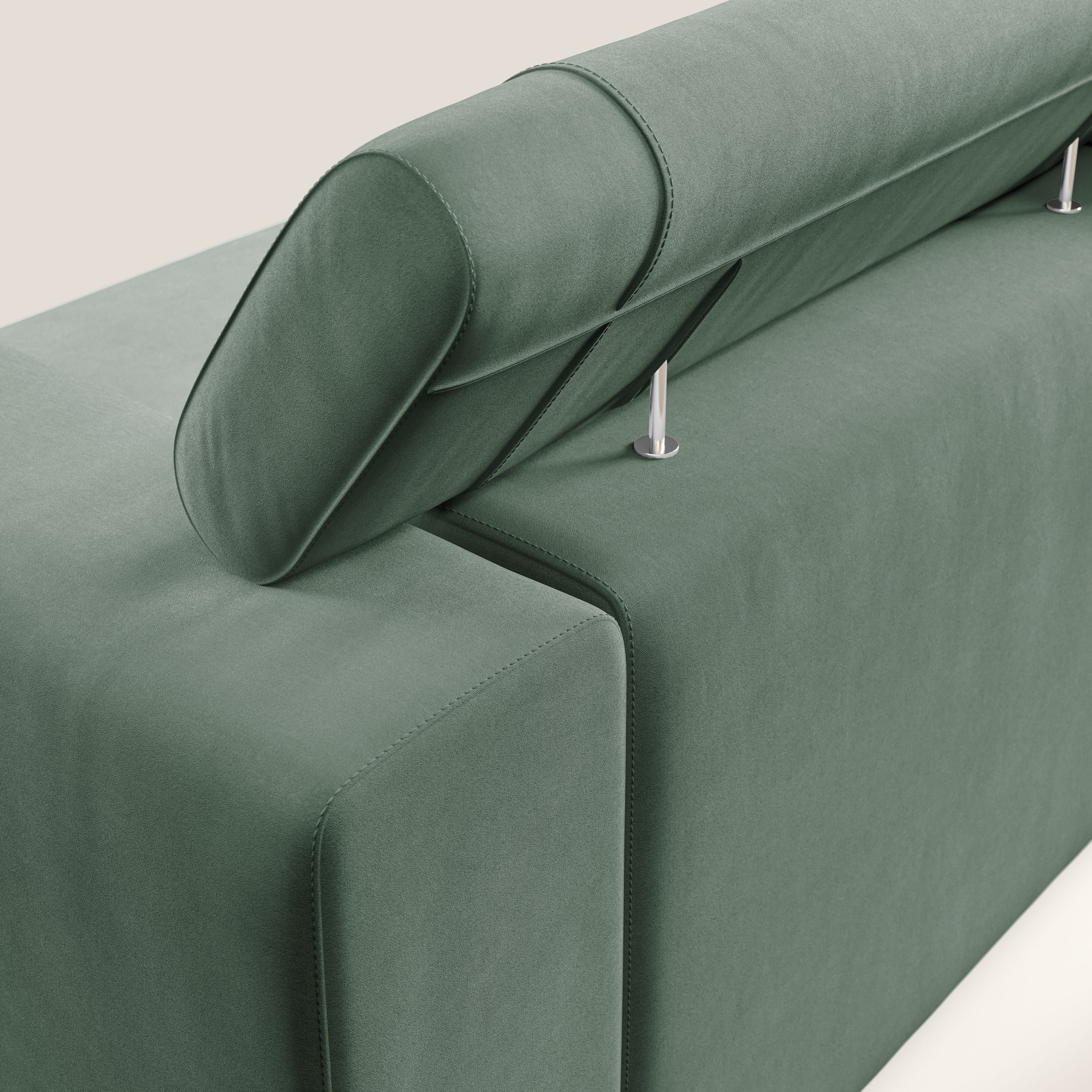 Vegas divano con poggiatesta reclinabili in microfibra smacchiabile T11 verde - divani.store