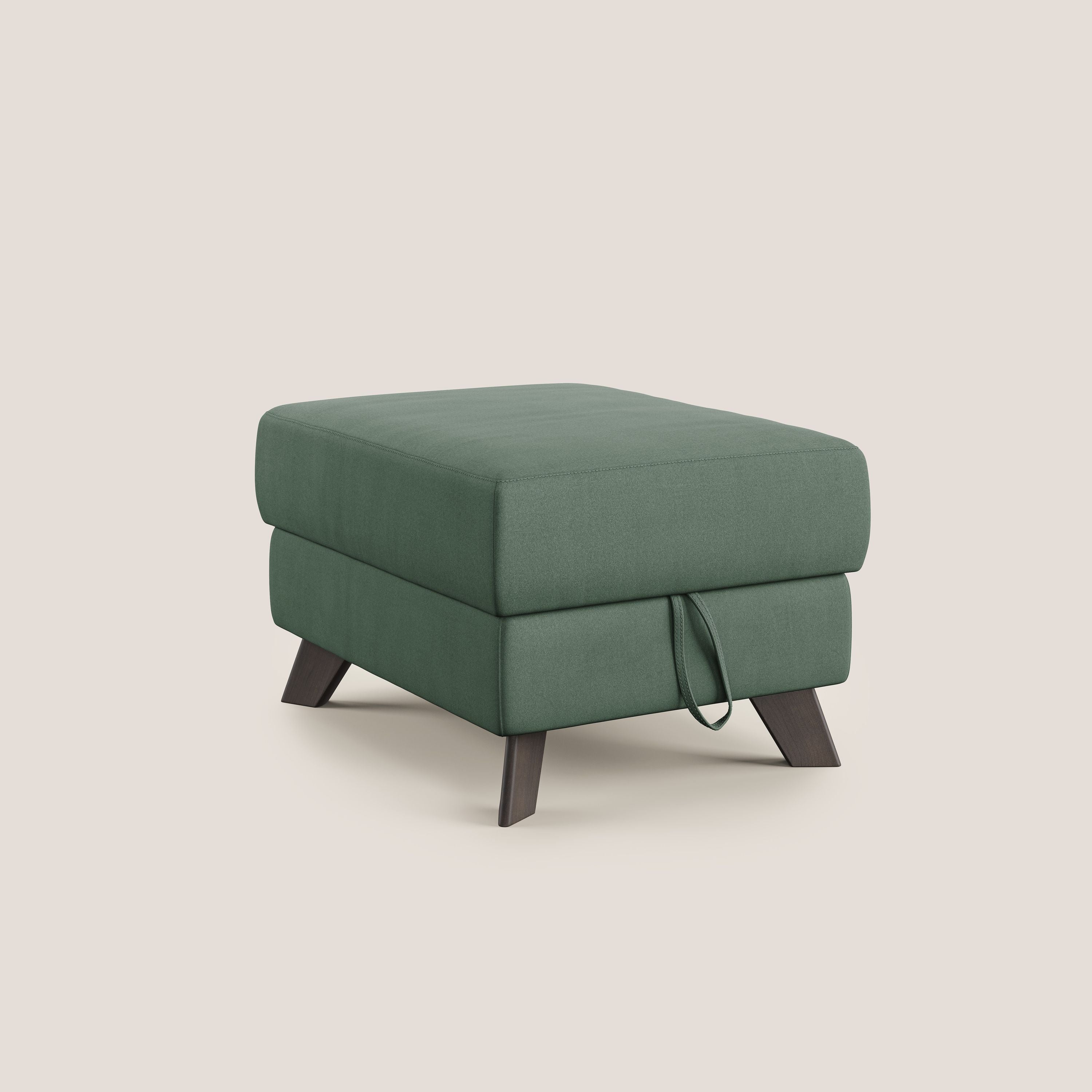 Moon Pouf contenitore e piedini alti in microfibra impermeabile T11 verde - divani.store