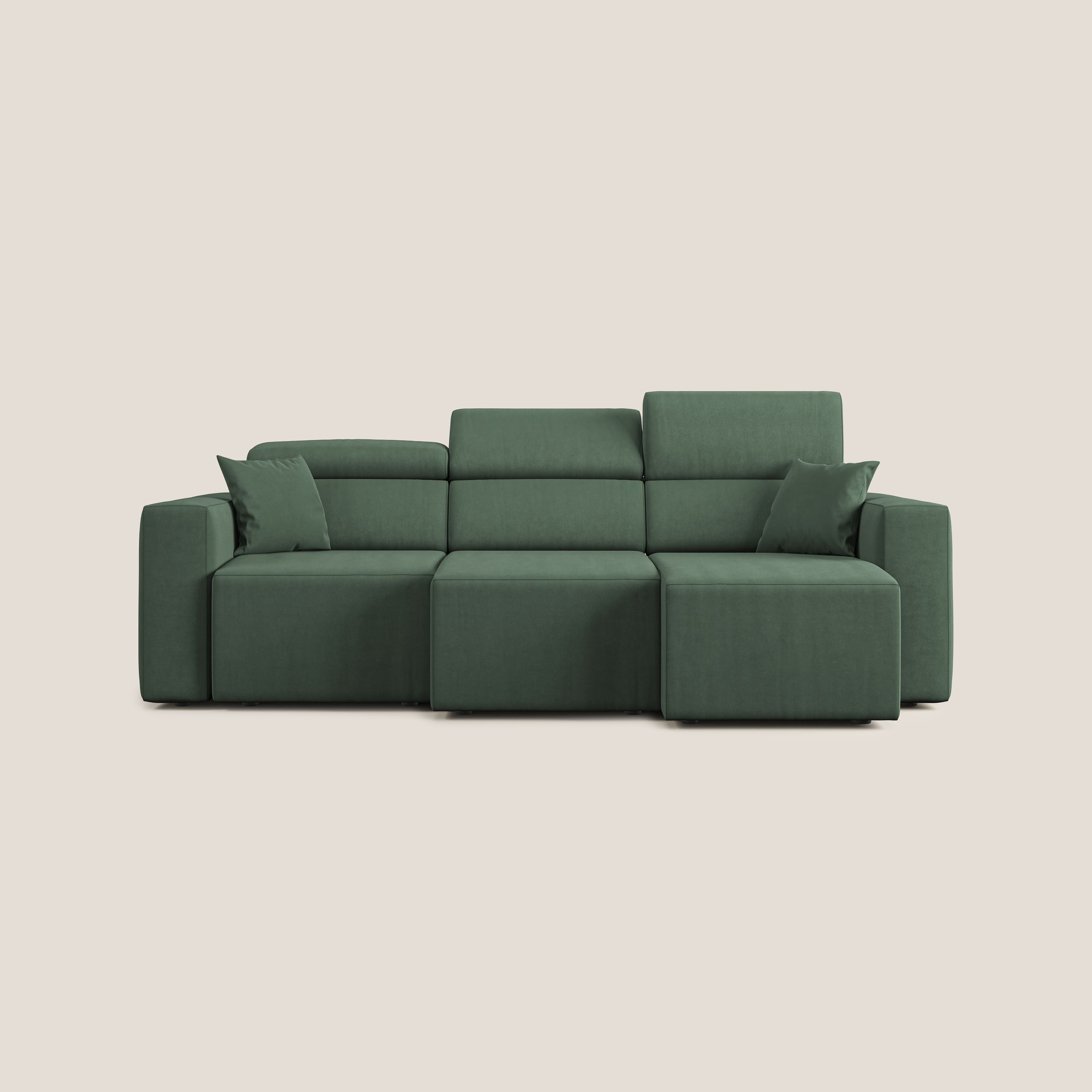 Orwell divano con 3 sedute estraibili in microfibra smacchiabile T11 verde - divani.store