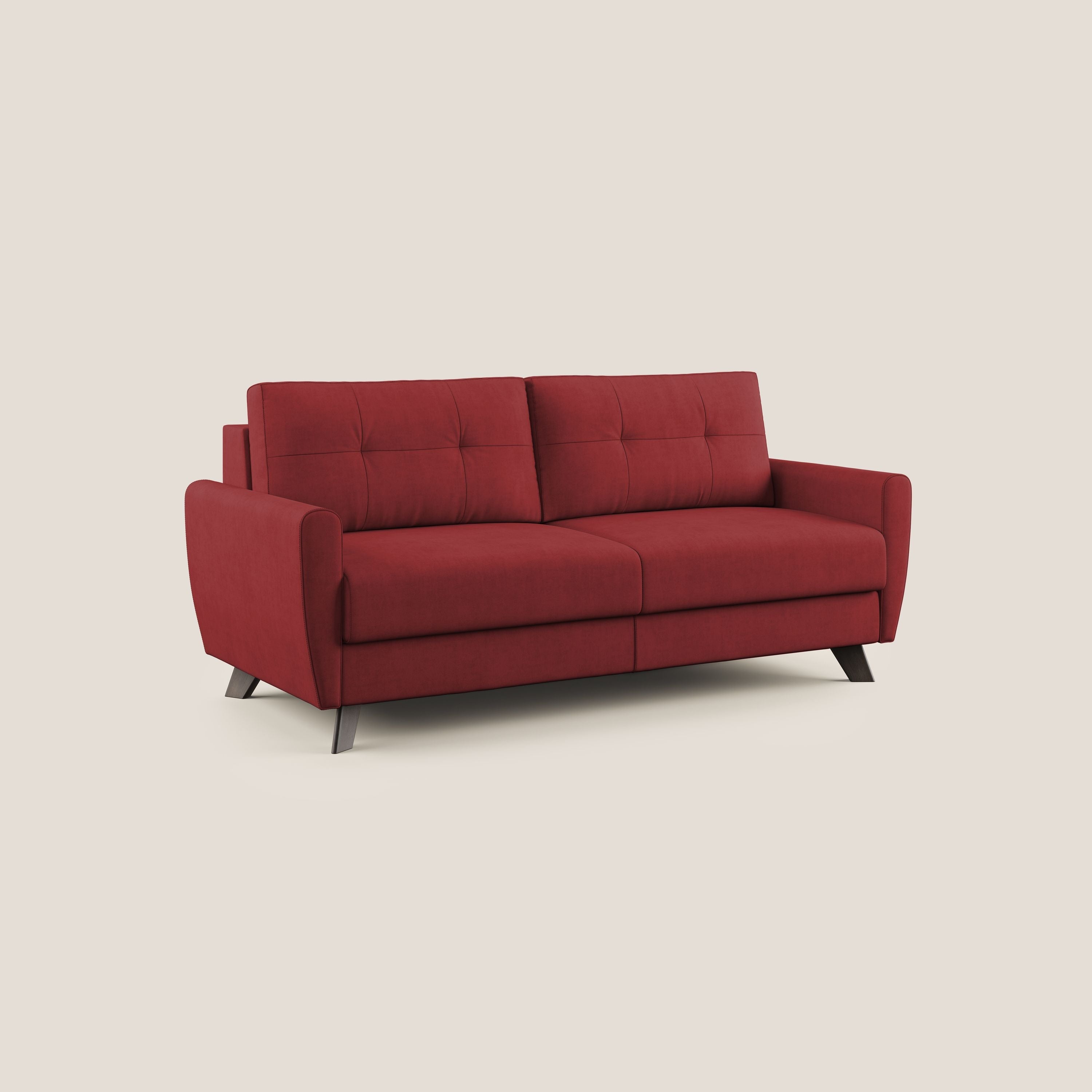 Callisto Divano letto matrimoniale in tessuto morbido impermeabile T02 rosso - divani.store