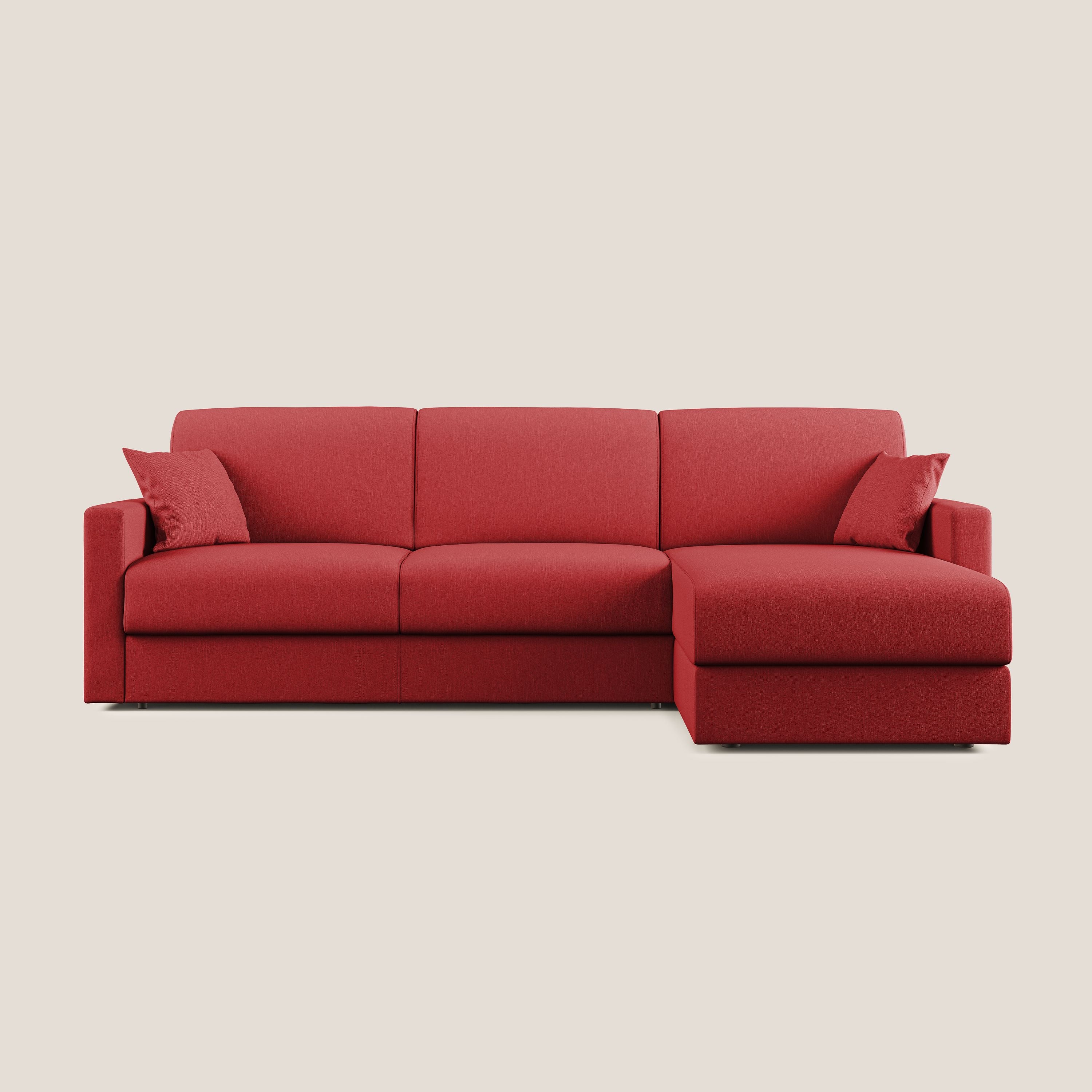 Chris Divano letto angolare 5 posti in tessuto impermeabile T13 rosso - divani.store
