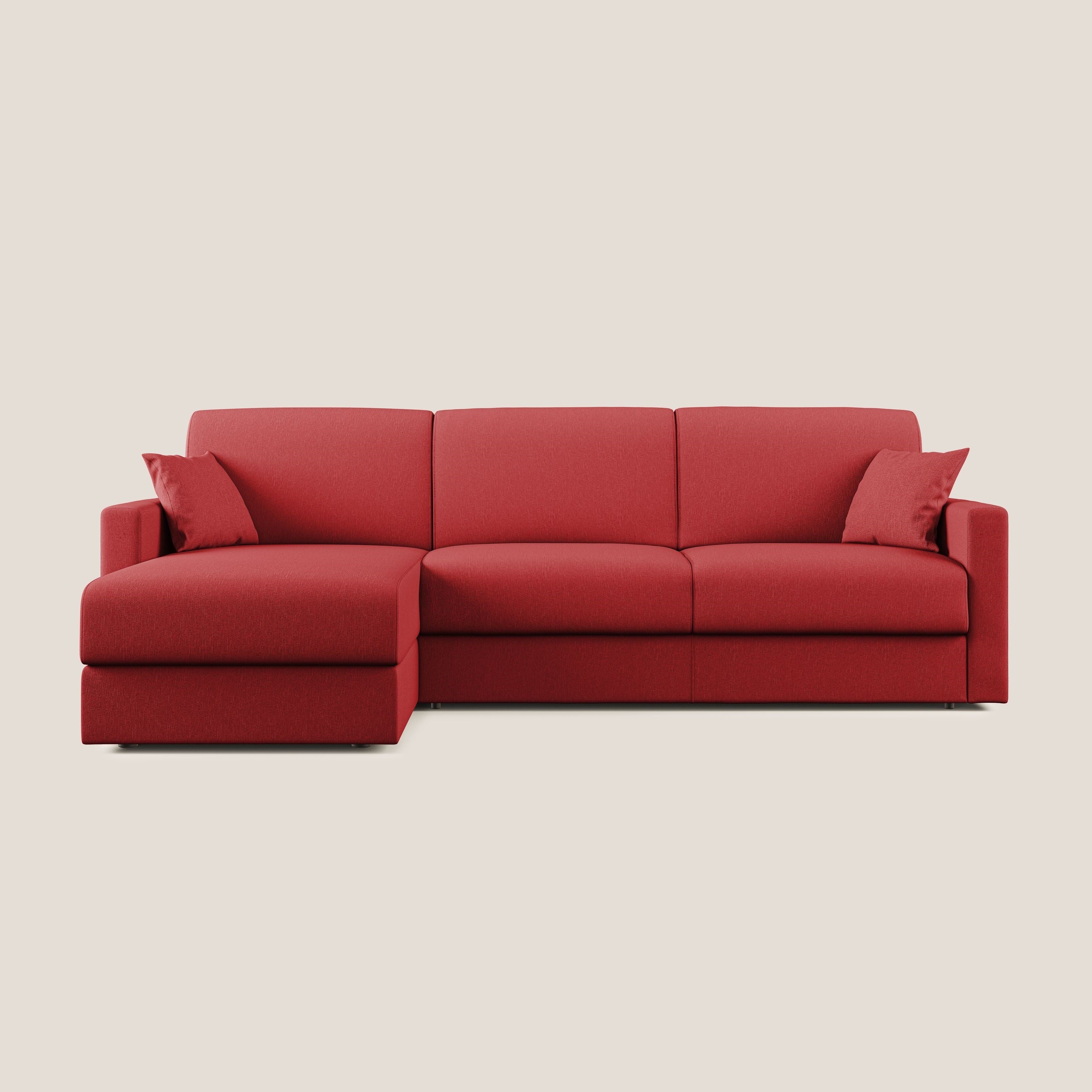 Chris Divano letto angolare 5 posti in tessuto impermeabile T13 rosso - divani.store