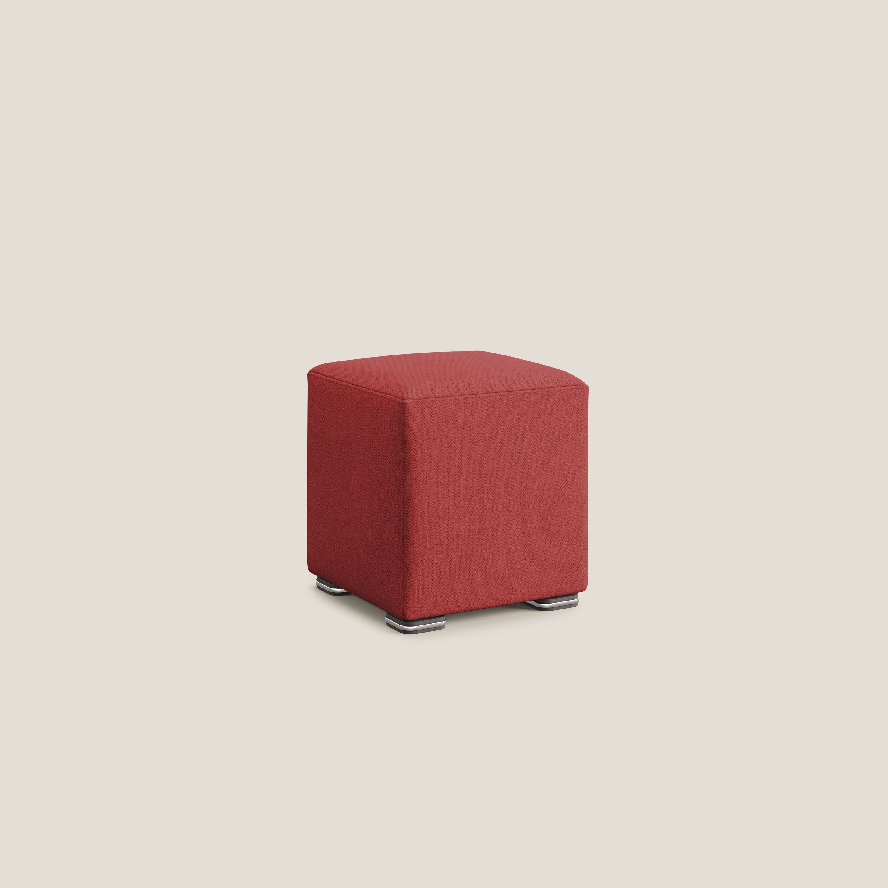 Cube pouf in tessuto morbido impermeabile T02 rosso - divani.store