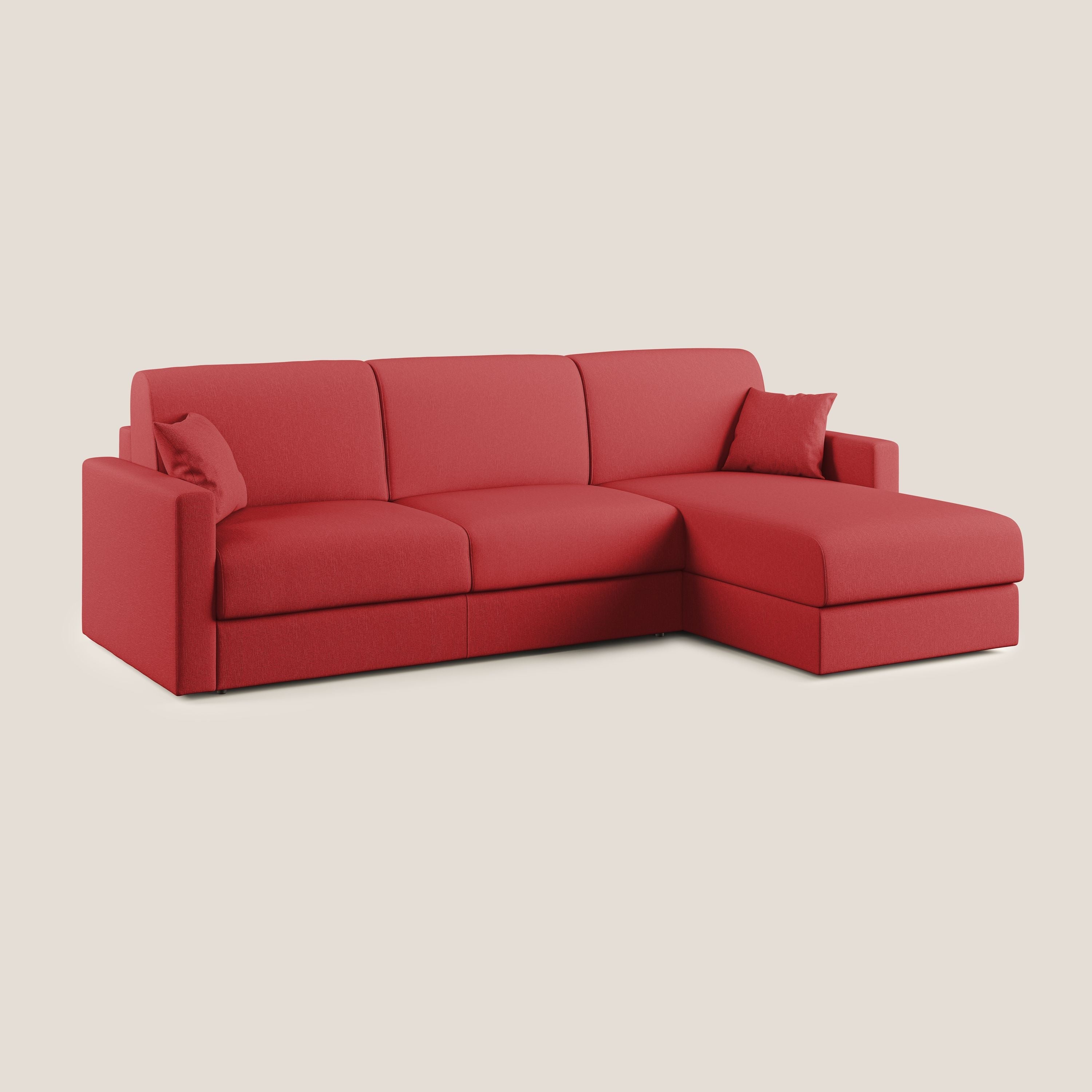 Chris Divano letto angolare 5 posti in tessuto impermeabile T13 rosso - divani.store