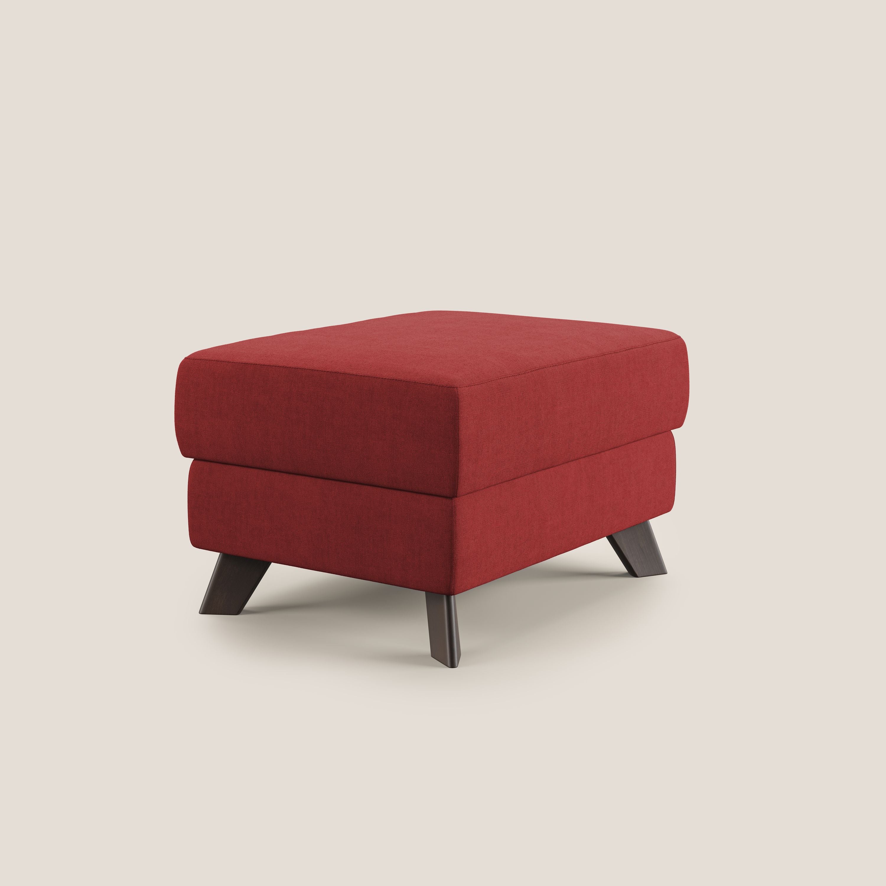 Moon Pouf contenitore e piedini alti in tessuto morbido impermeabile T02 rosso - divani.store