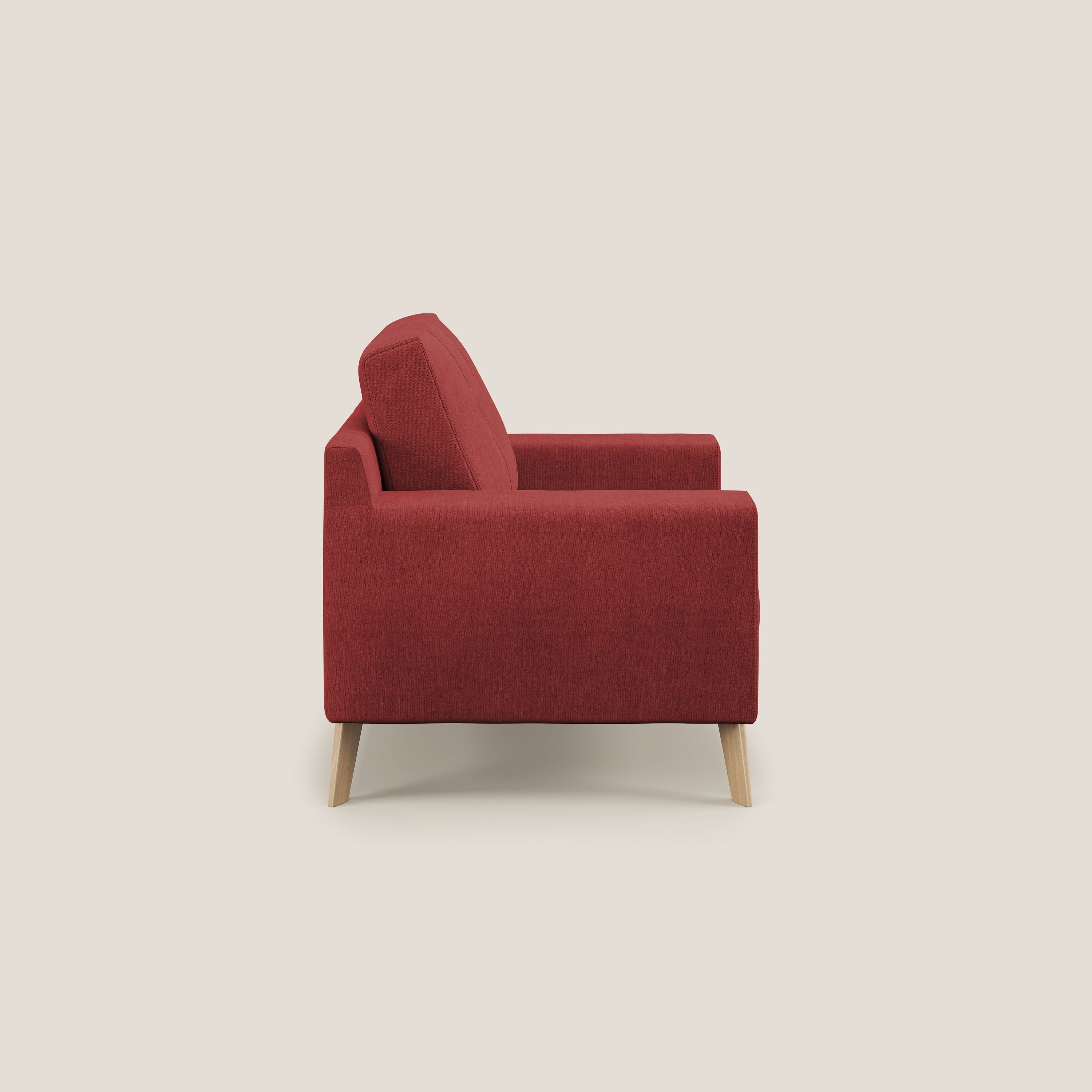Danish poltroncina in tessuto morbido impermeabile T02 rosso - divani.store