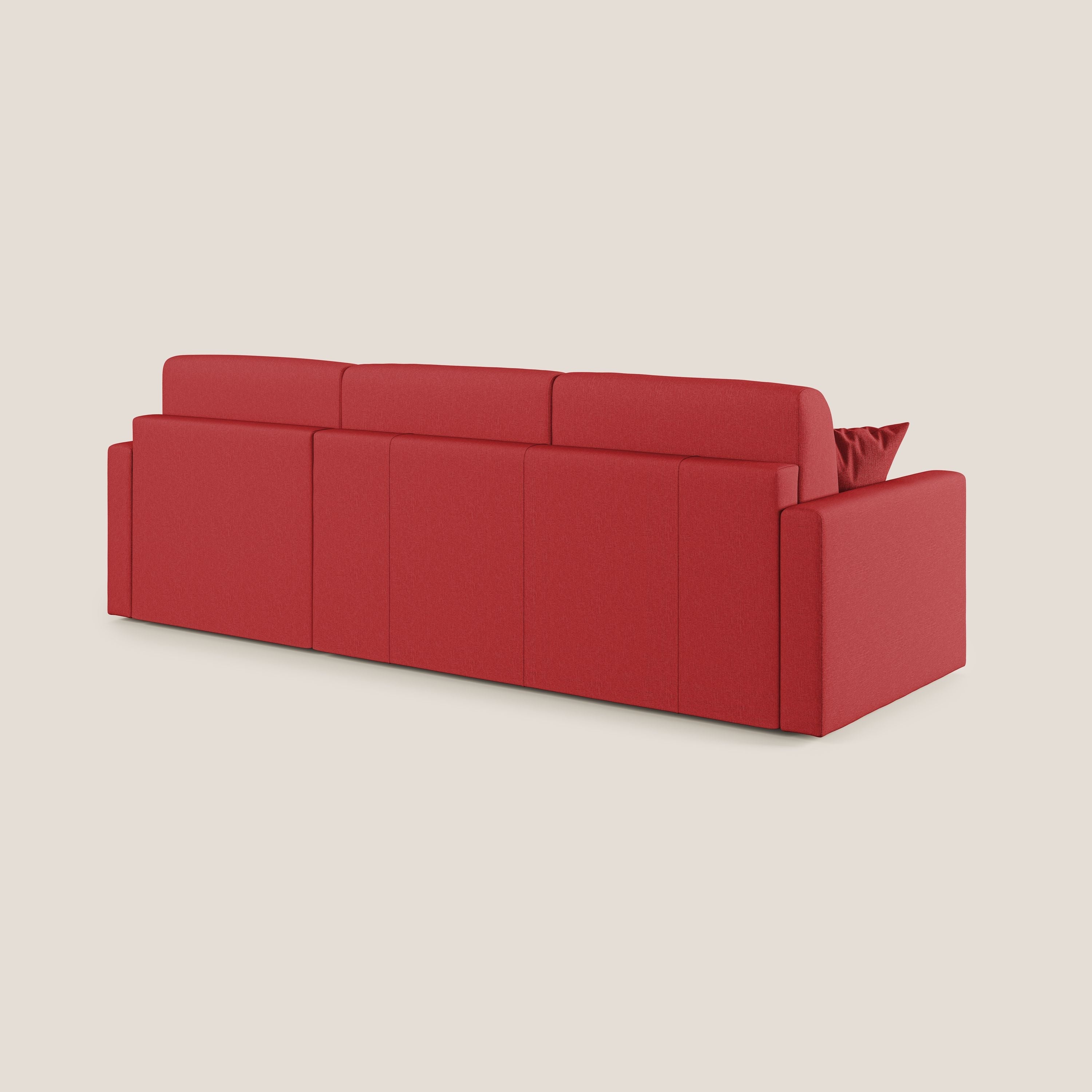 Chris Divano letto angolare 5 posti in tessuto impermeabile T13 rosso - divani.store