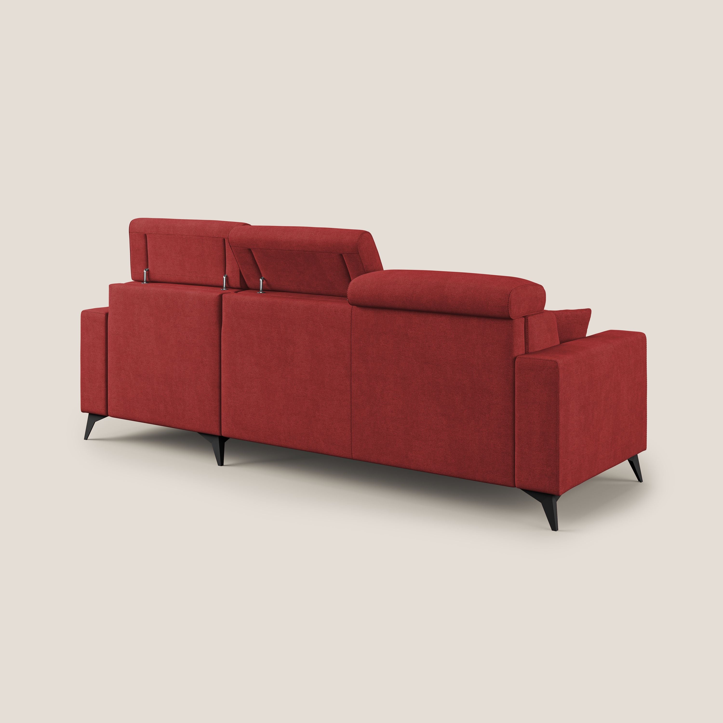 Pegaso divano letto angolare con poggiatesta reclinabili e rivestimento impermeabile T02 rosso - divani.store