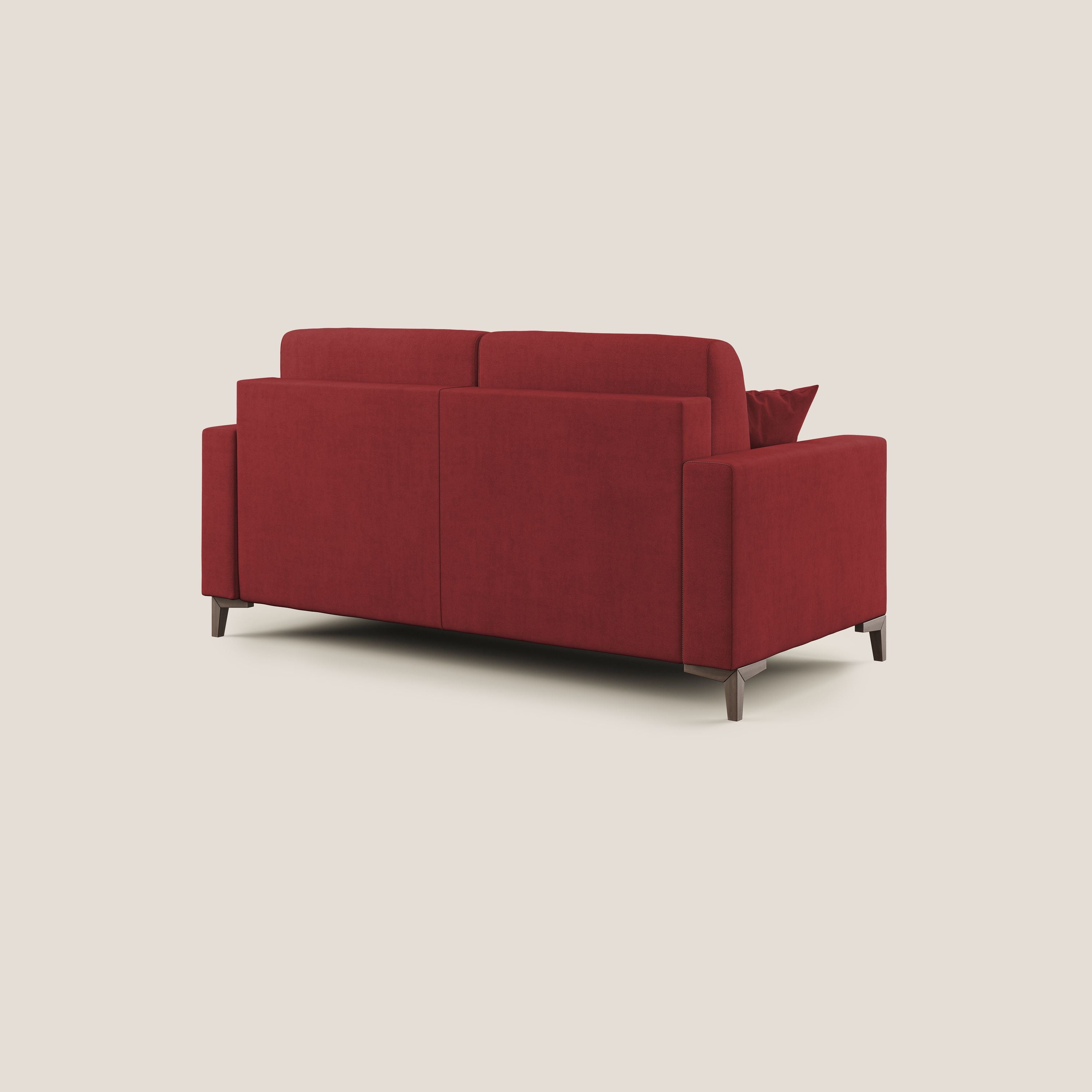 Kafka divano letto matrimoniale in morbido tessuto impermeabile T02 rosso - divani.store