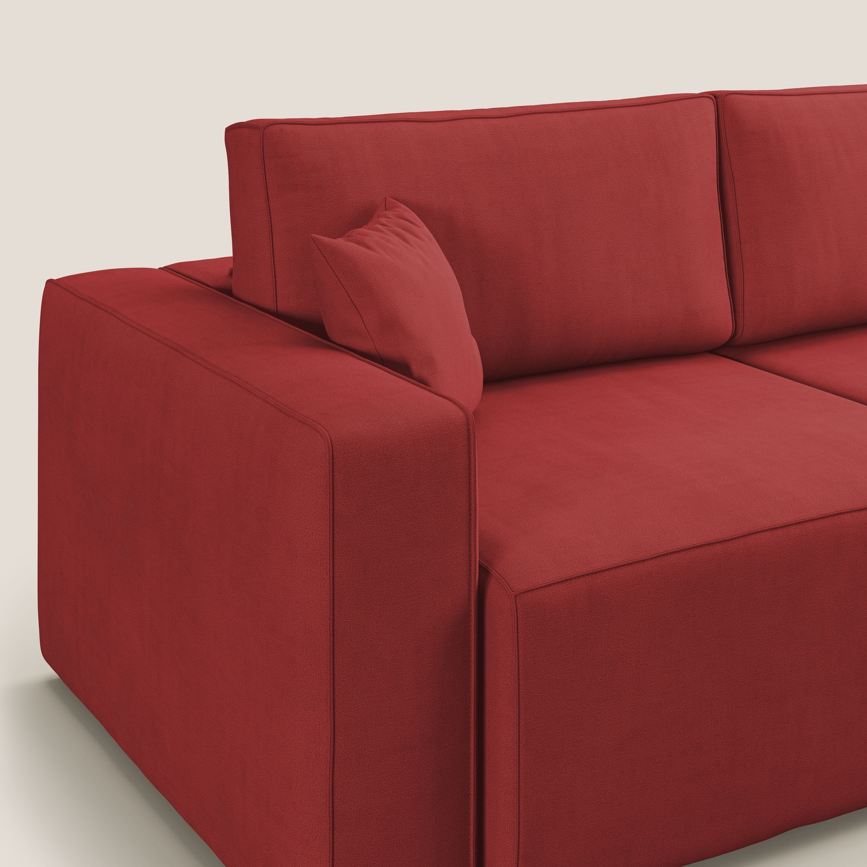 Morfeo divano con sedute estraibili in morbido tessuto impermeabile T02 rosso - divani.store